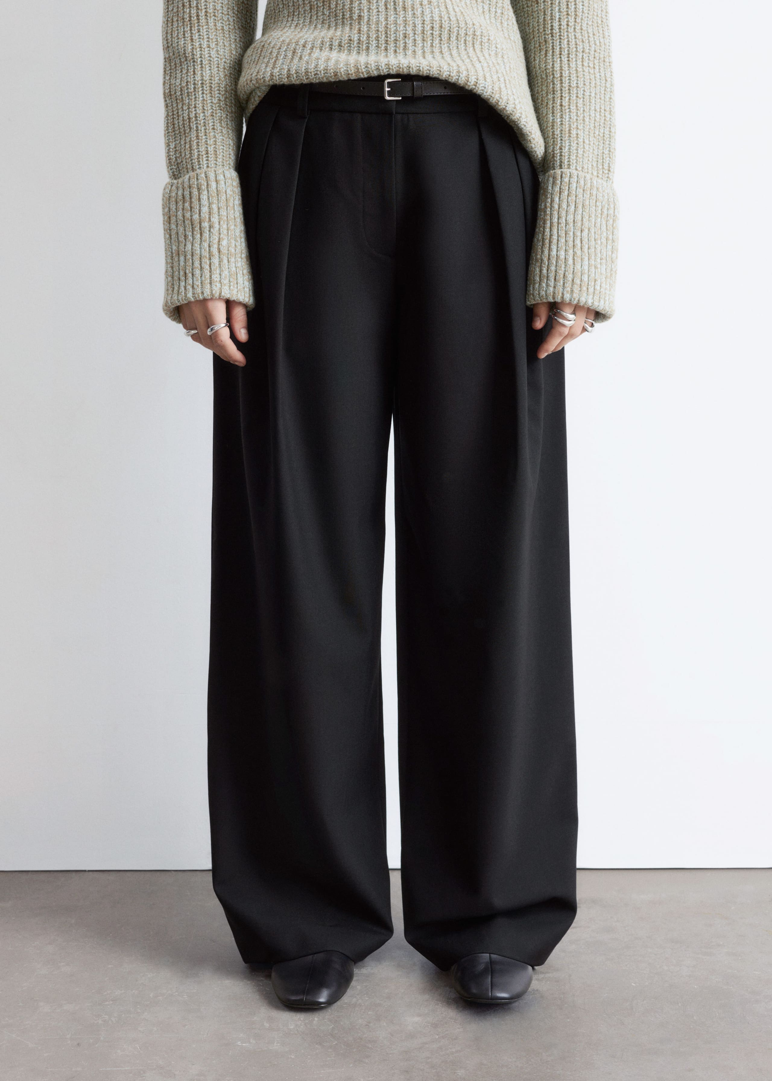 Image of Wool-Blend Tailored Trousers