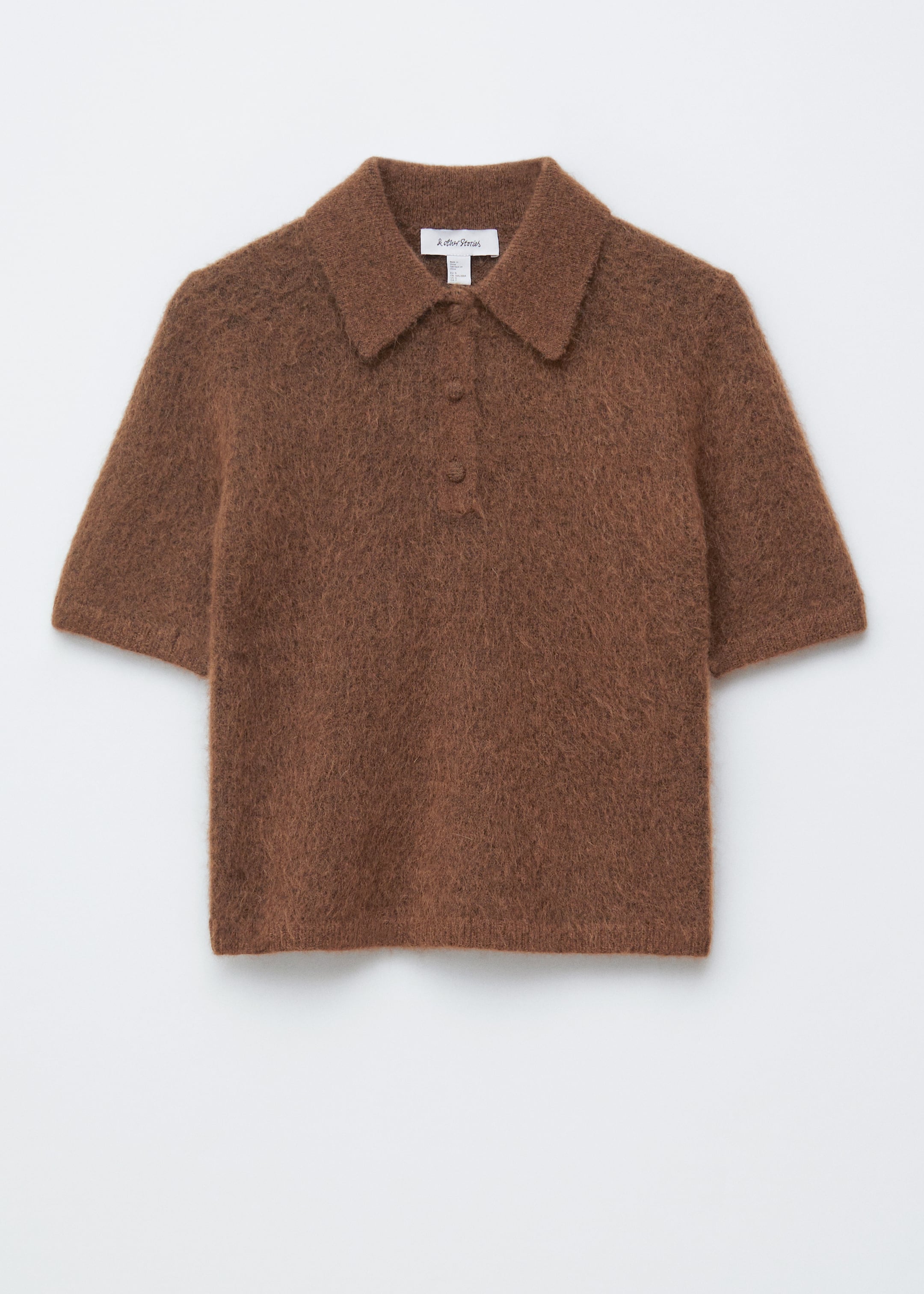 Zobrazit větší obrázek: Brushed Knit Polo T-Shirt - Tmavě hnědá - ŽENY | H&M CZ 6