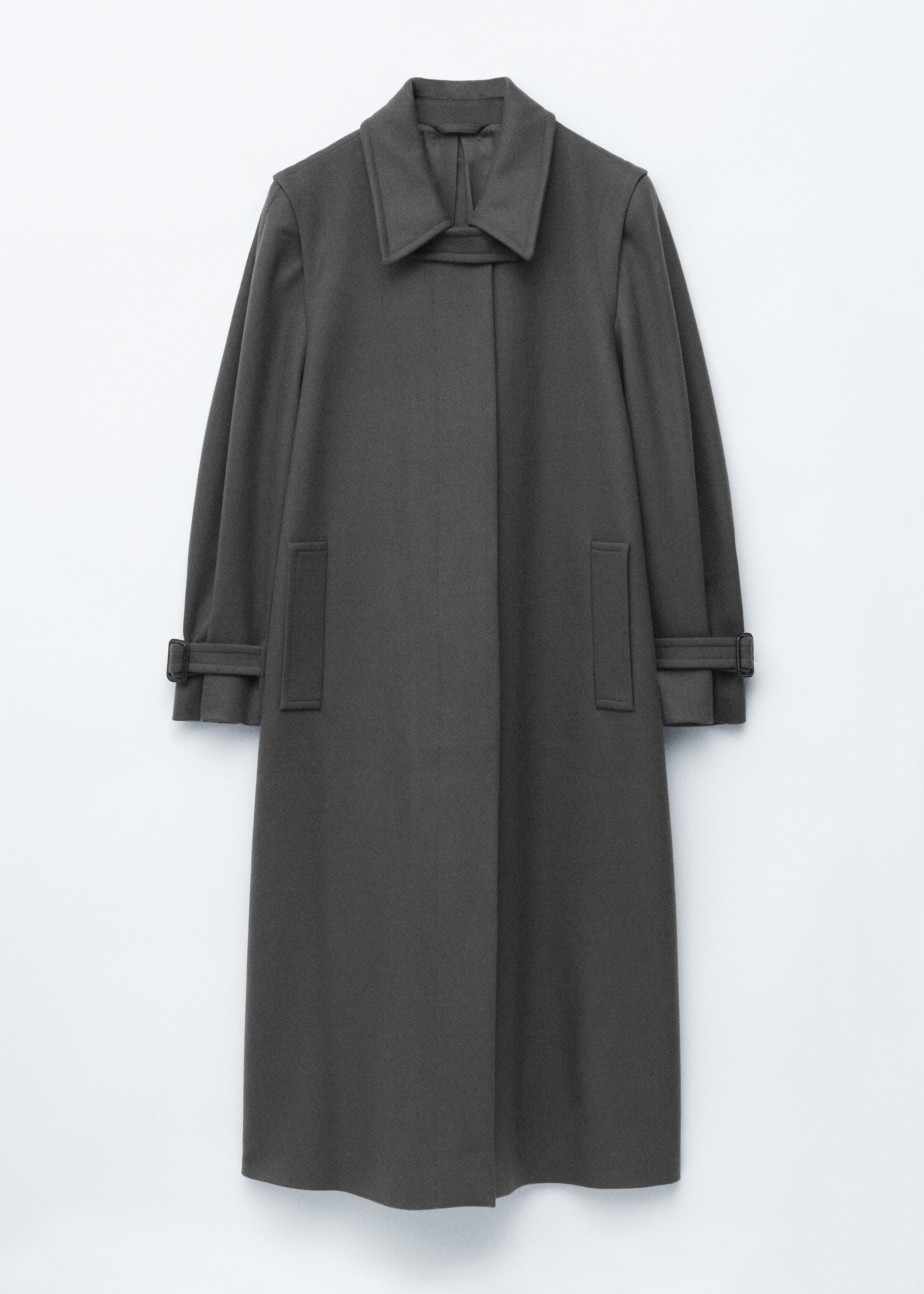 Manteau long en laine - Gris foncé