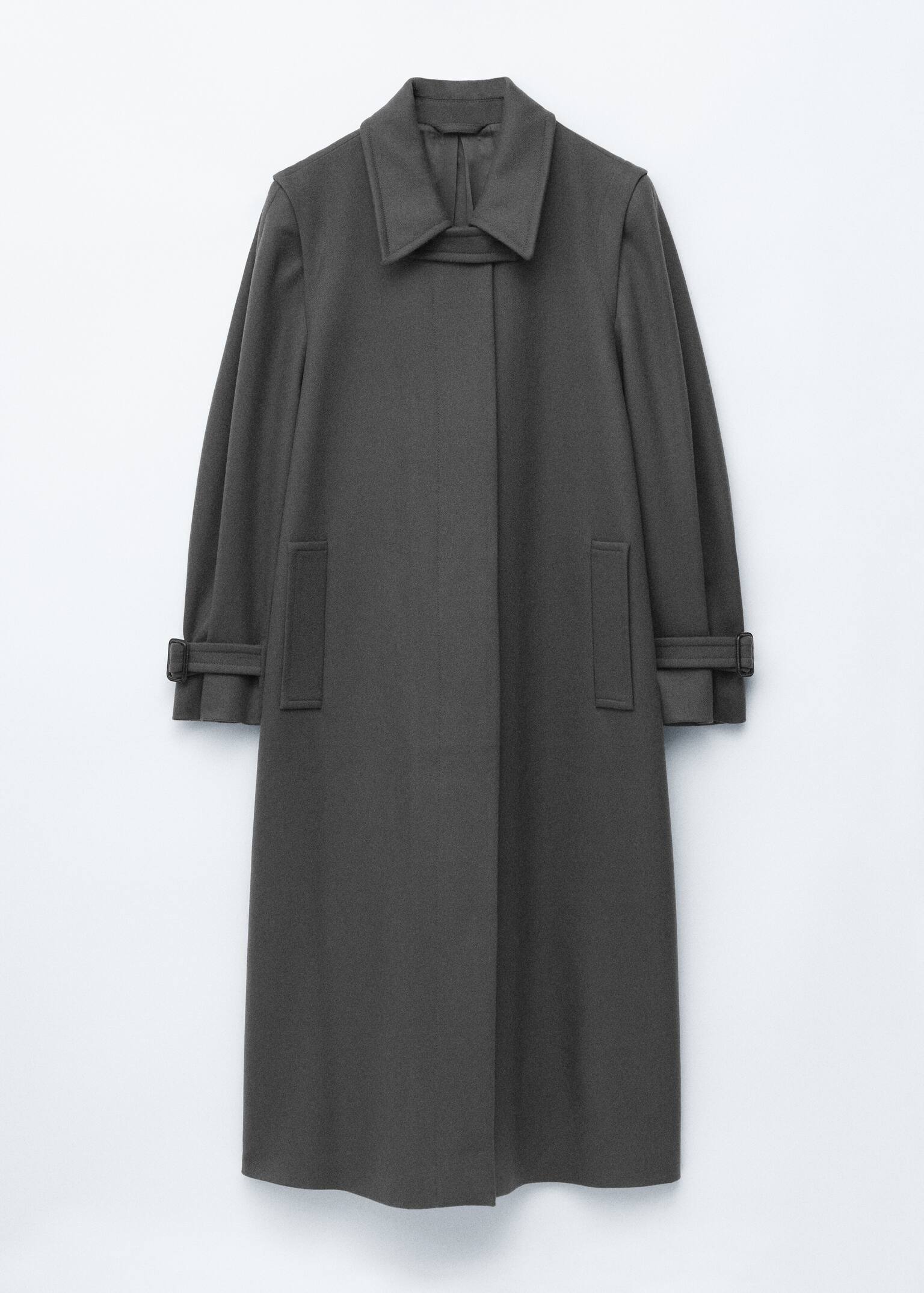Gyapjú maxi kabát - Dark Grey - 7