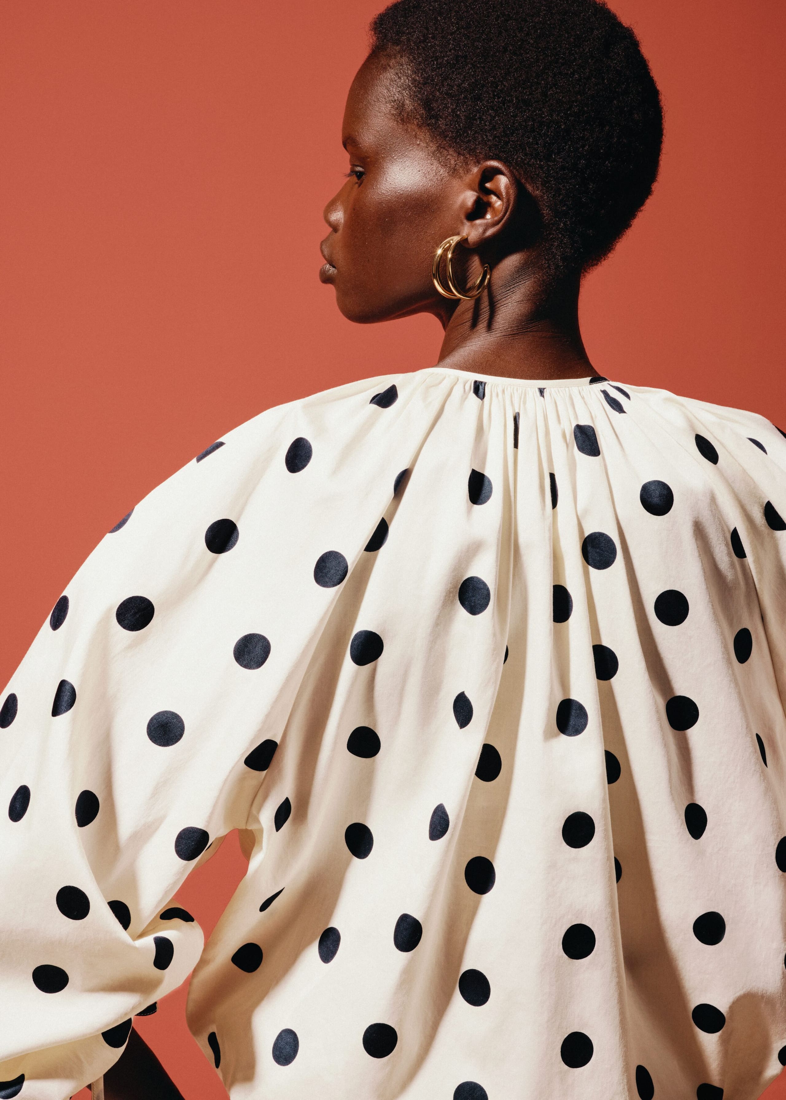 Wrap Cotton Blouse - White/Black Dots - Lookbook