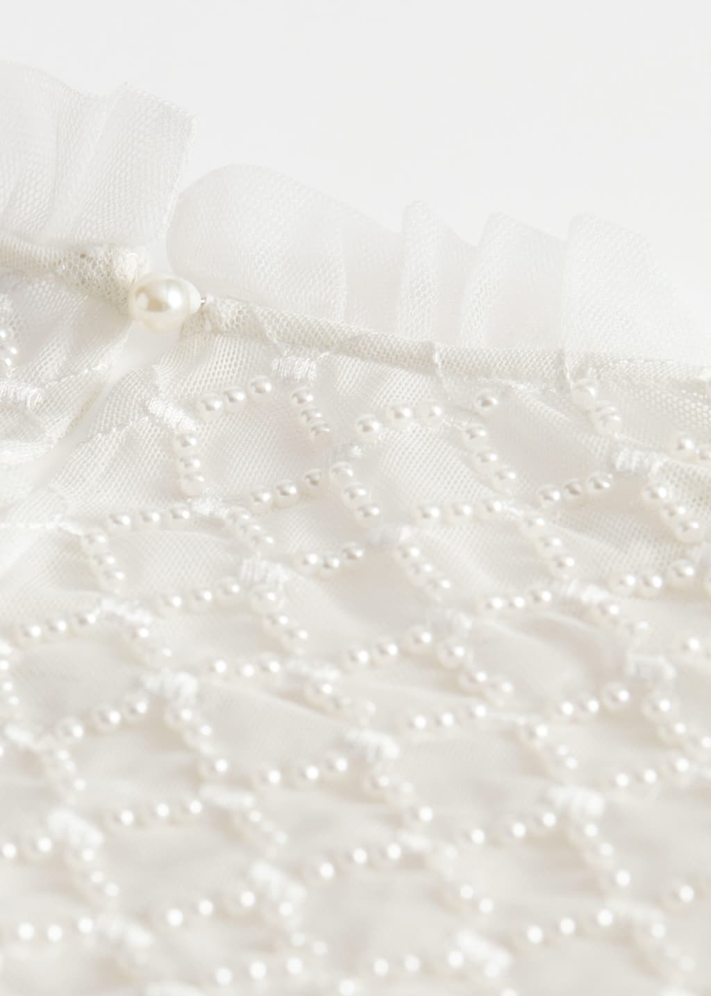 Velvet and Pearl Embellished Mini Dress - {{variantName}} - Descriptive Detail