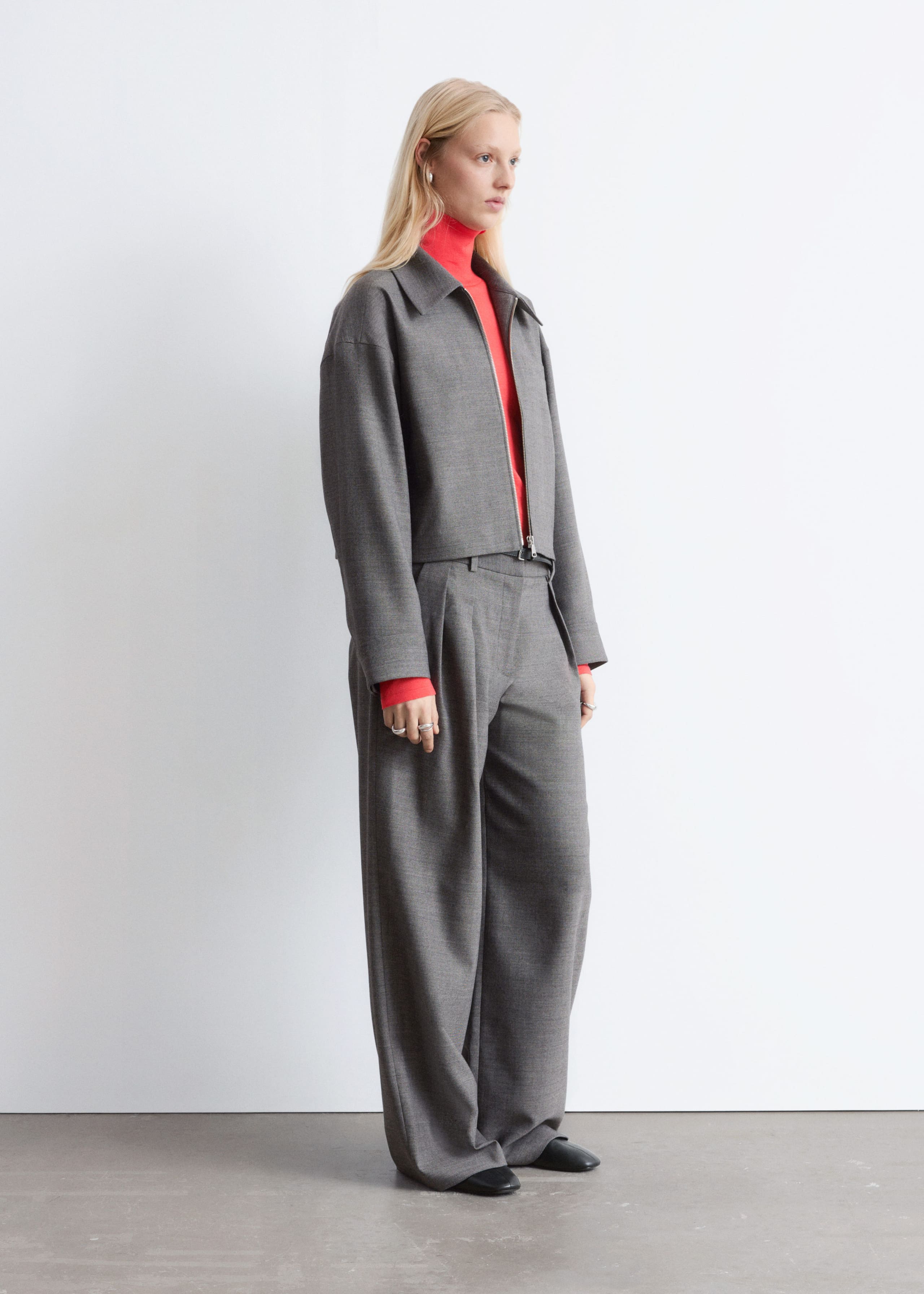 Image of Wool-Blend Tailored Trousers