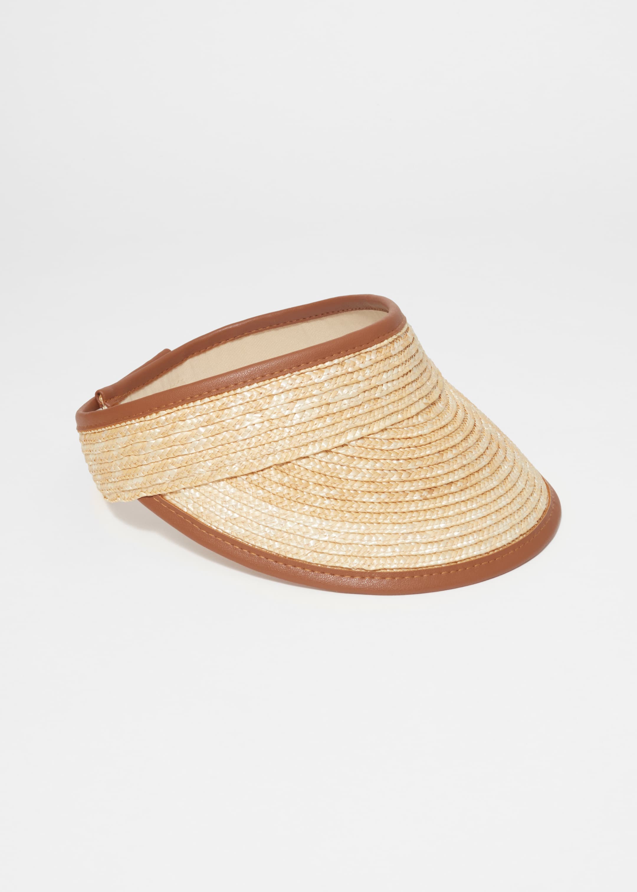 Grösseres Bild ansehen: Sonnenvisier aus Stroh mit kontrastierendem Besatz - Hellbeige - DAMEN | H&M CH 1
