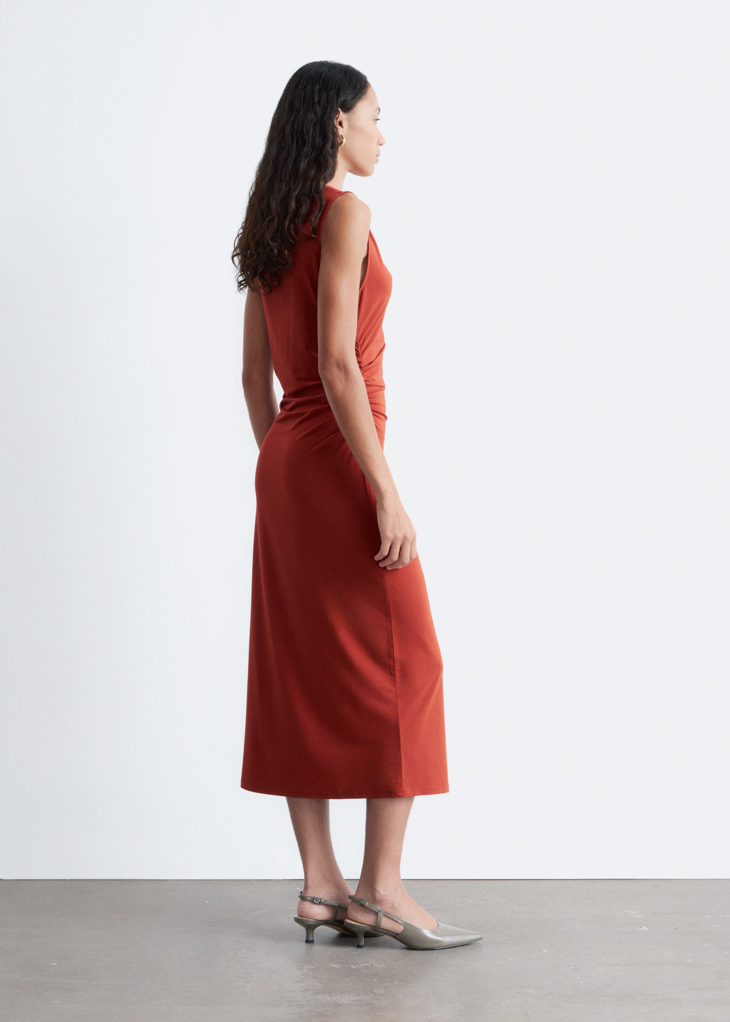 Image of Sleeveless Draped Midi Dress