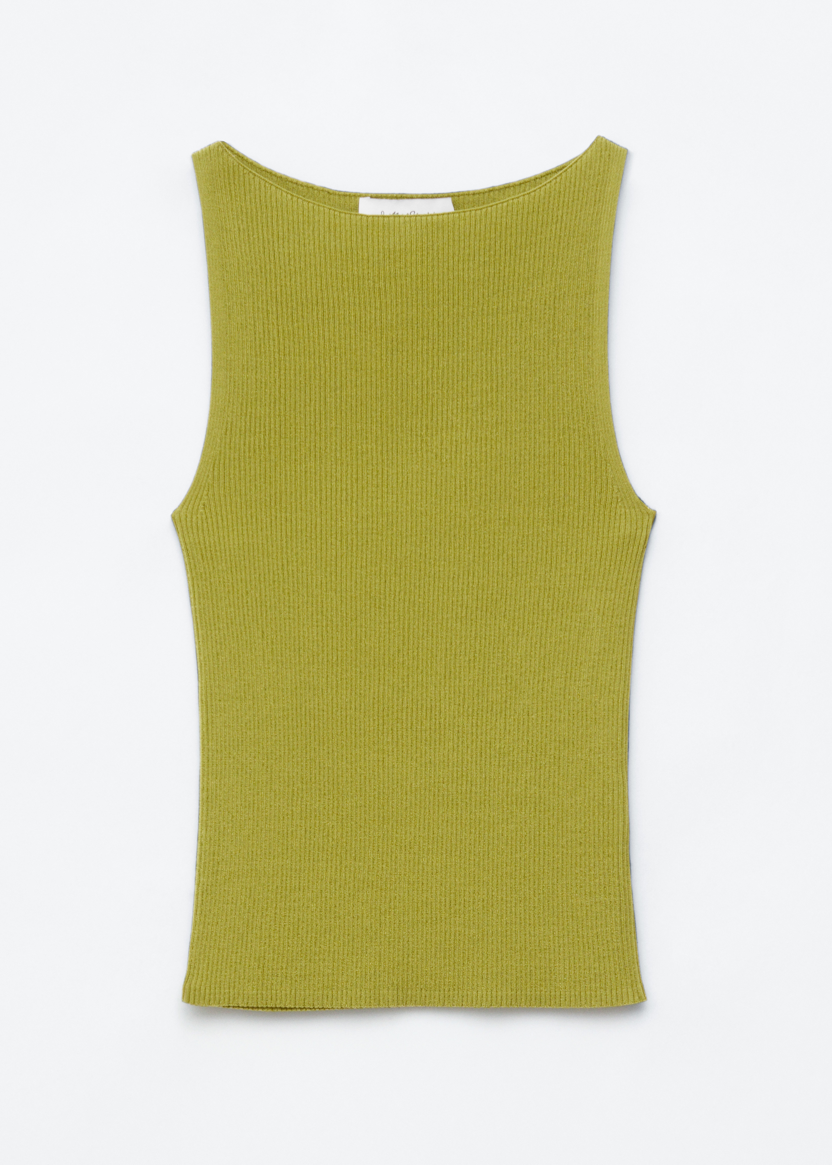 Ribgebreide tanktop - Chartreuse/Donkerbruin/Rood