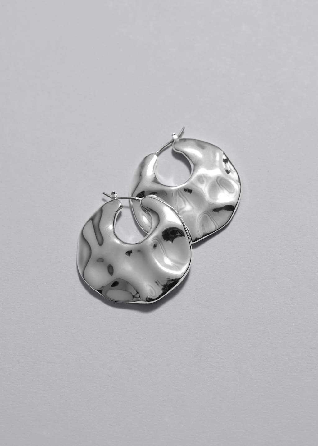Organic Shaped Sculptural Hoops - Silver - Still Life