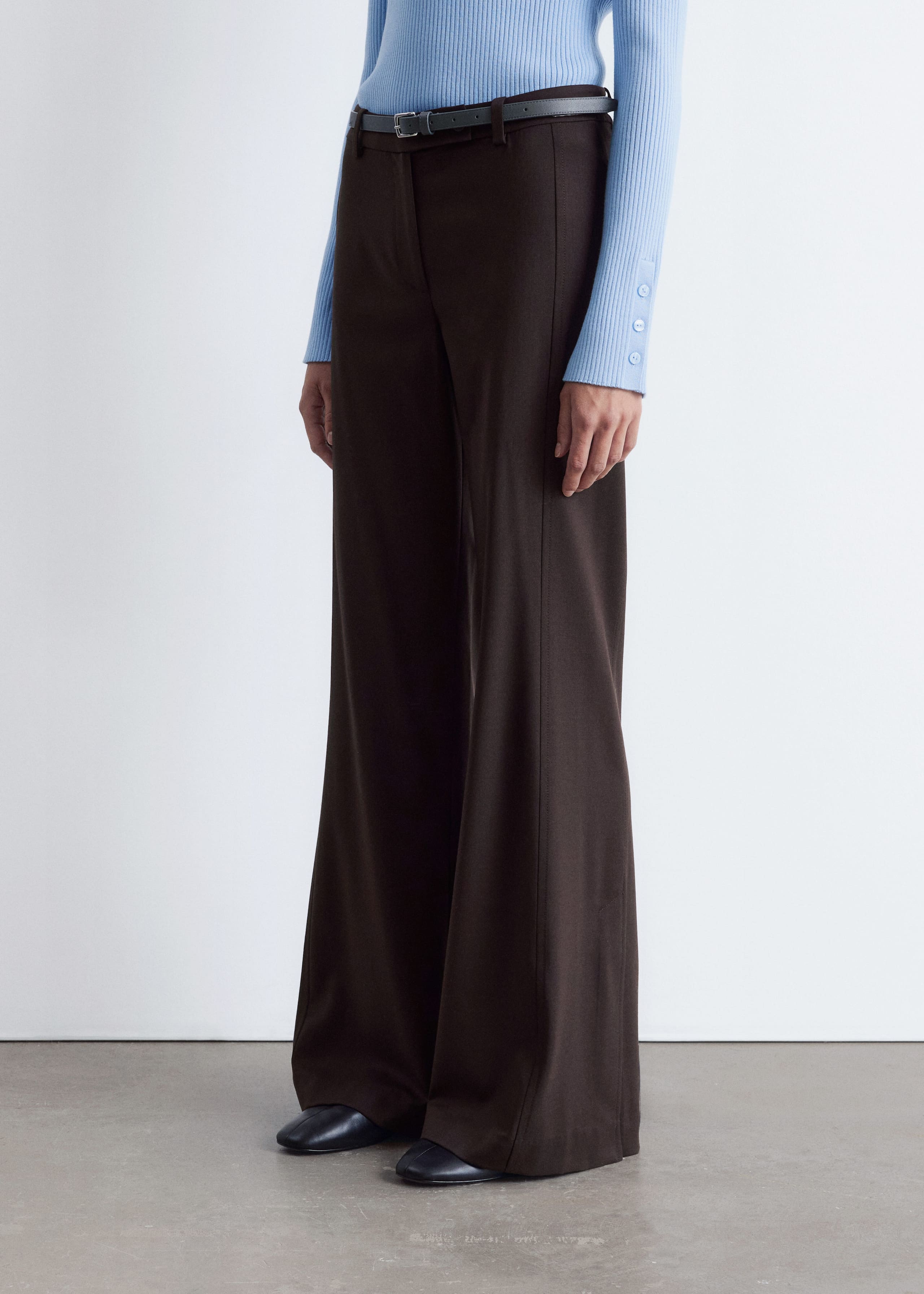 Image of Flared Wool Trousers