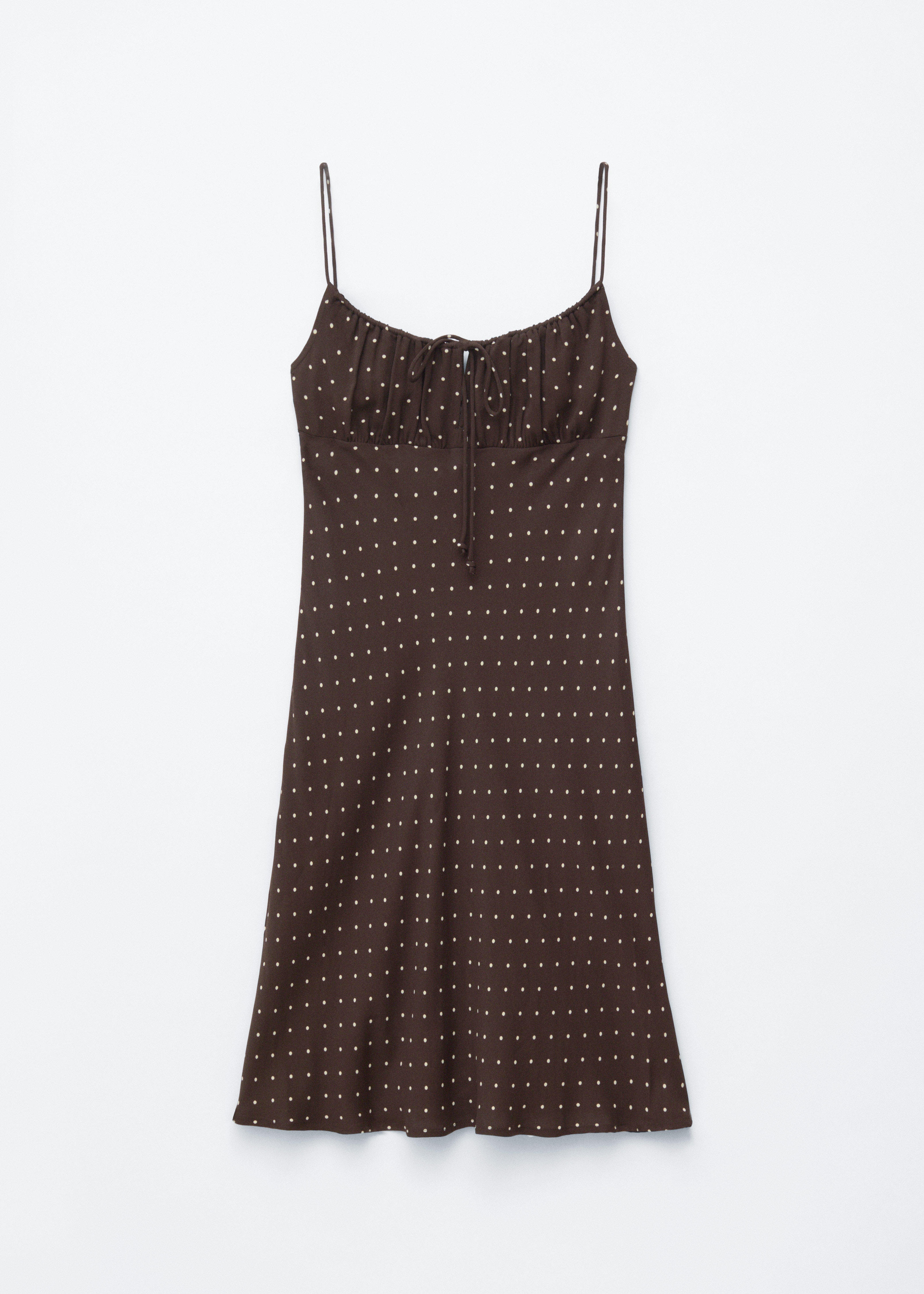 Vestido curto com cordão - Bolas castanho-escuro/branco/Preto/Flores/Amarelo/Flores