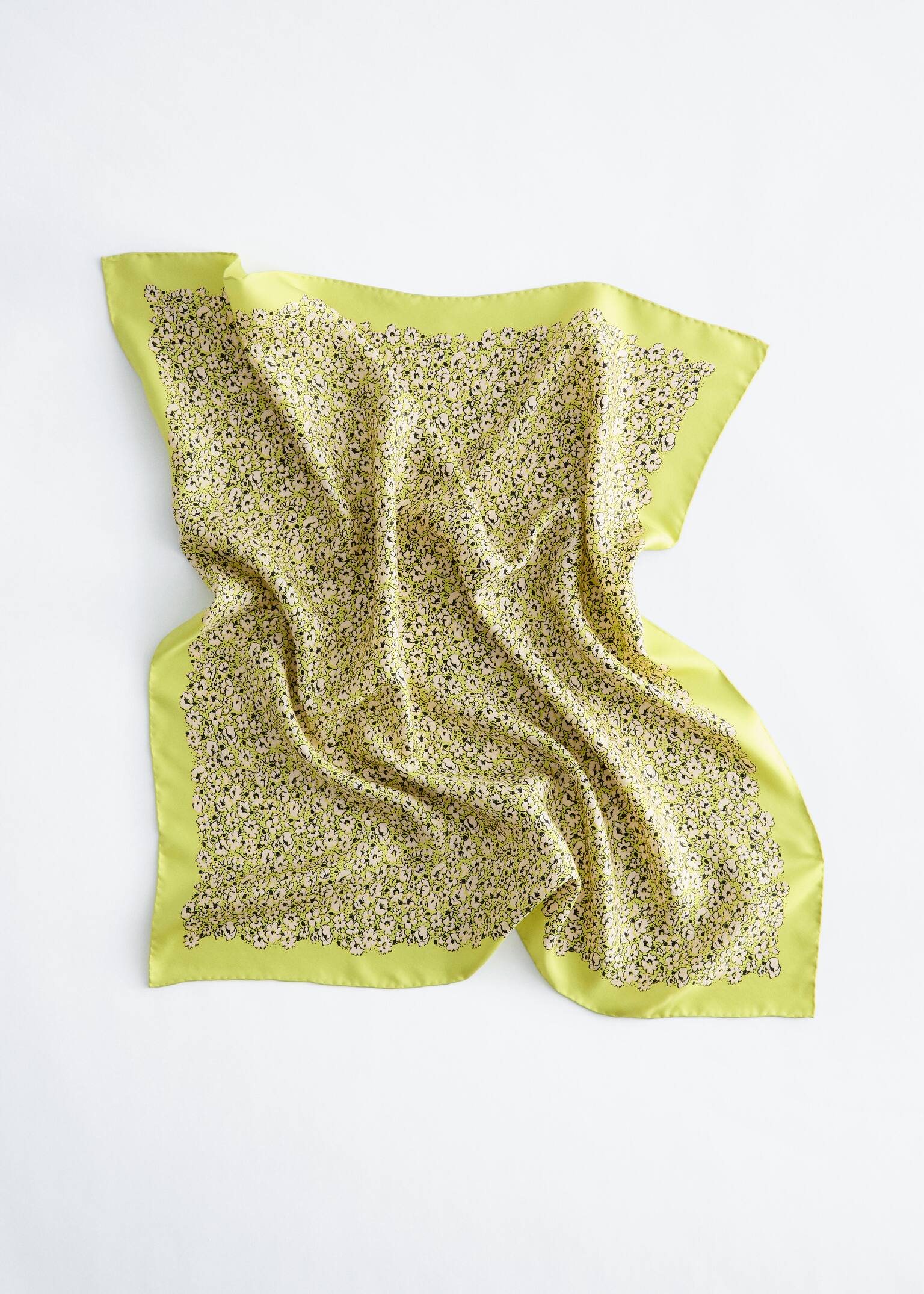 Jedwabna chusta z kwiatowym wzorem - Żółty kwiatowy wzór/Czerwony kwiatowy wzór - 3