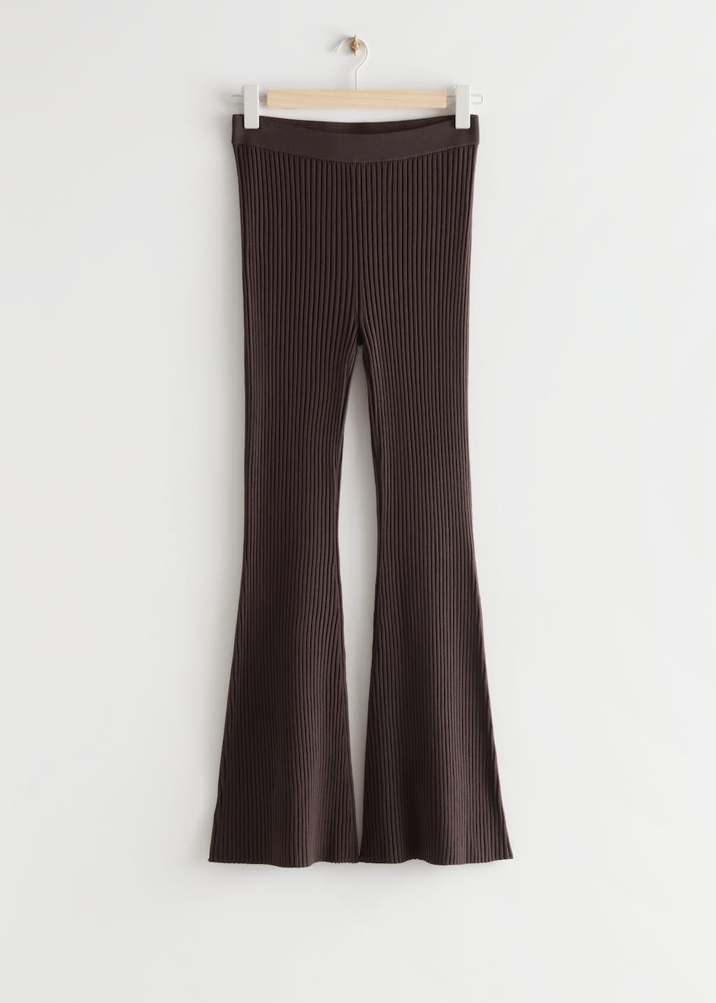 Flared Rib Trousers - Dark Brown - Bodegón