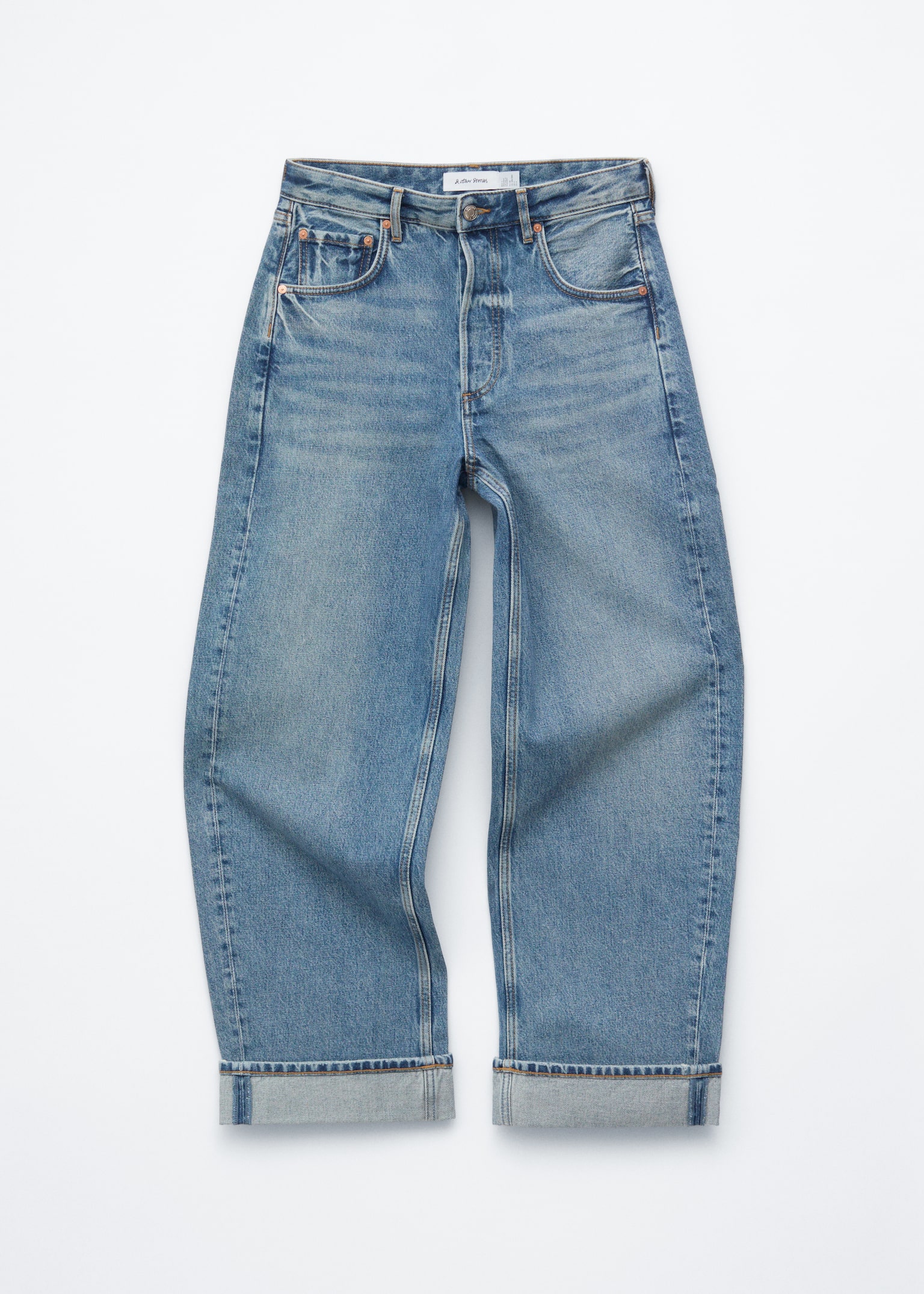 Blugi Barrel-Leg - Albastru Mediu/Maro Ruginiu/Verde Kaki/Albastru închis/Negru/Albastru deschis