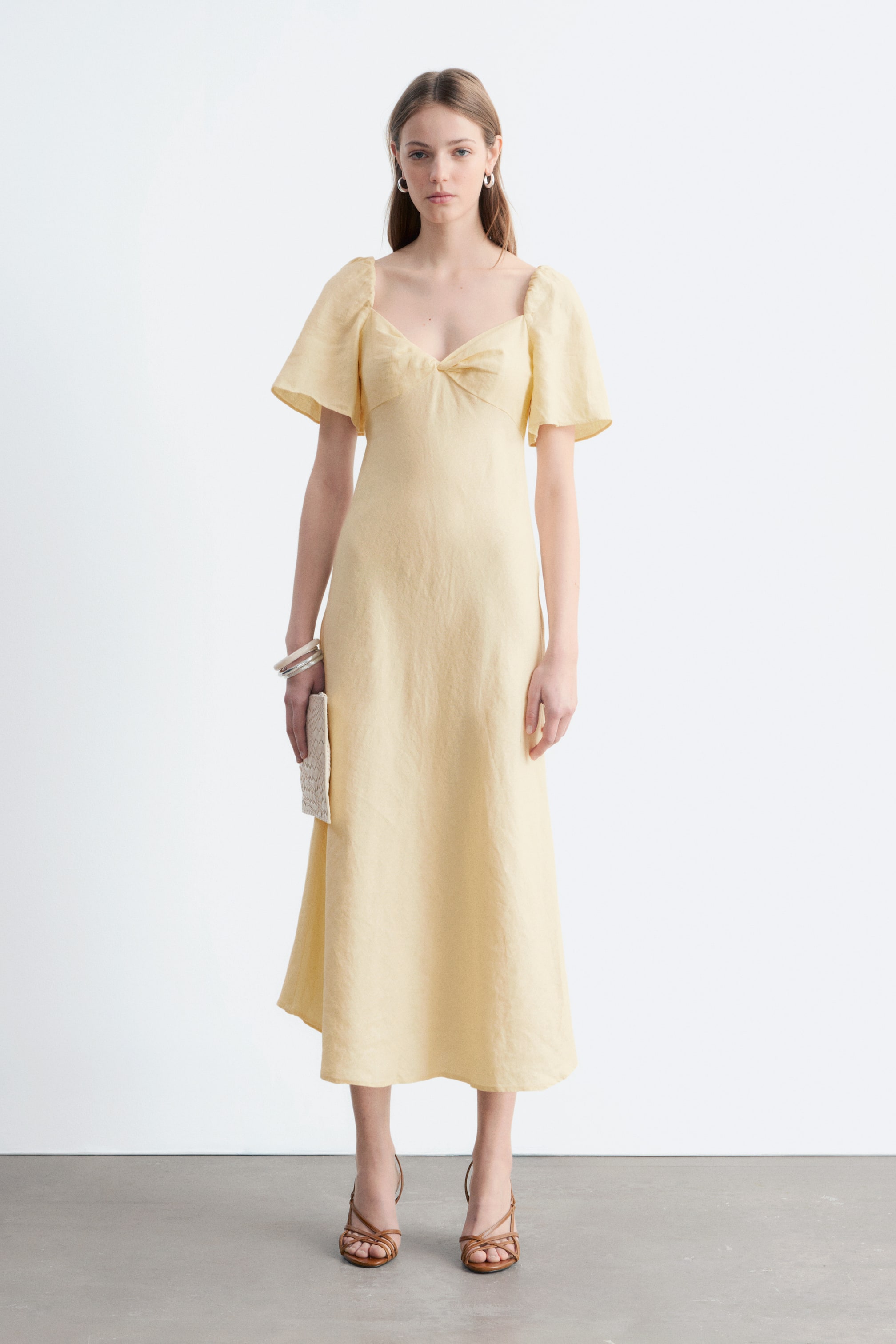 Zobacz większy obraz: Lniana sukienka midi - Jasnożółty - ONA | H&M PL 1