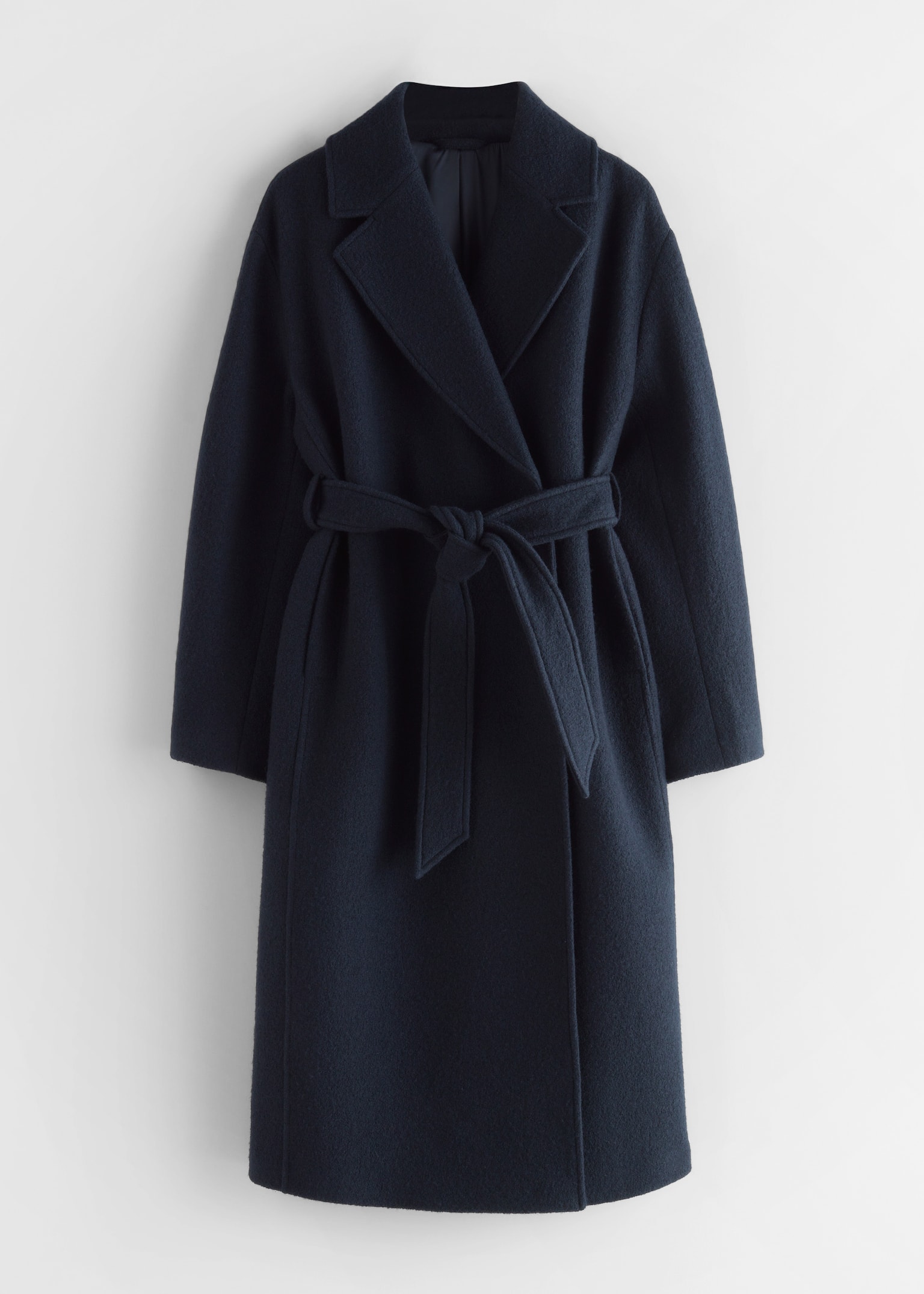 Bő övvel megkötős gyapjúkabát - Navy/Fekete/Sötétlila/Dark Mole Melange - 2