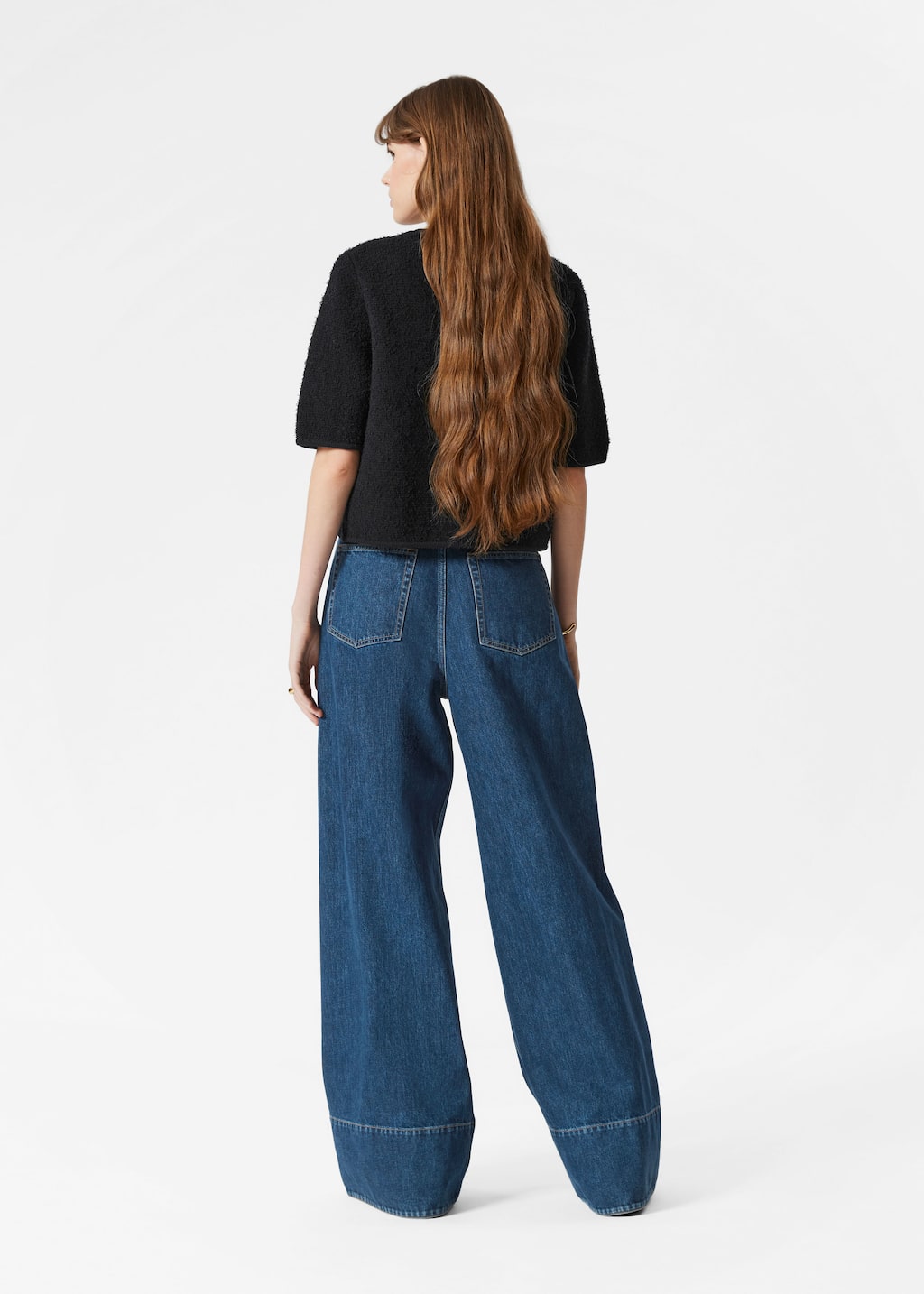 Textured Short-Sleeve Cardigan - Black - Lookbook