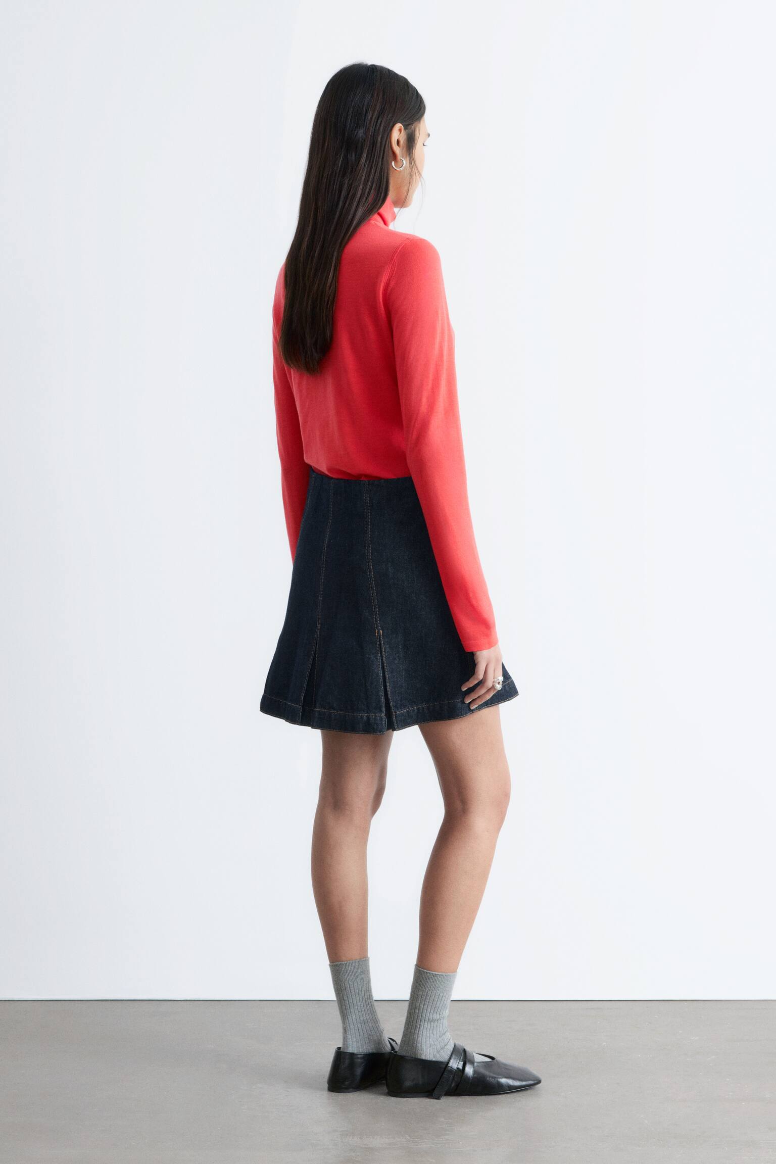 Maglia in stile polo in lana merino - Rosso - 4