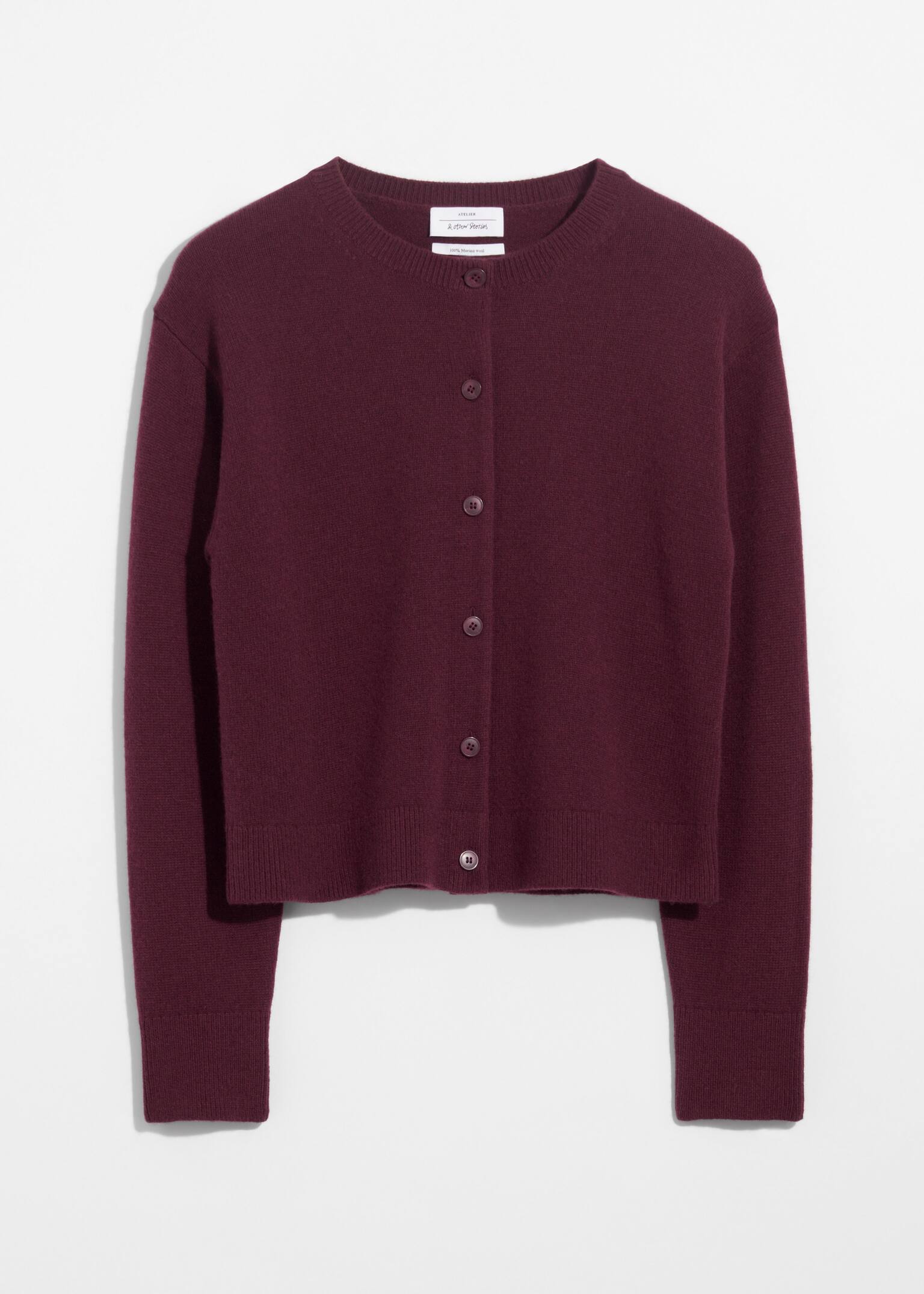 Cardigan en laine mérinos - Rouge foncé