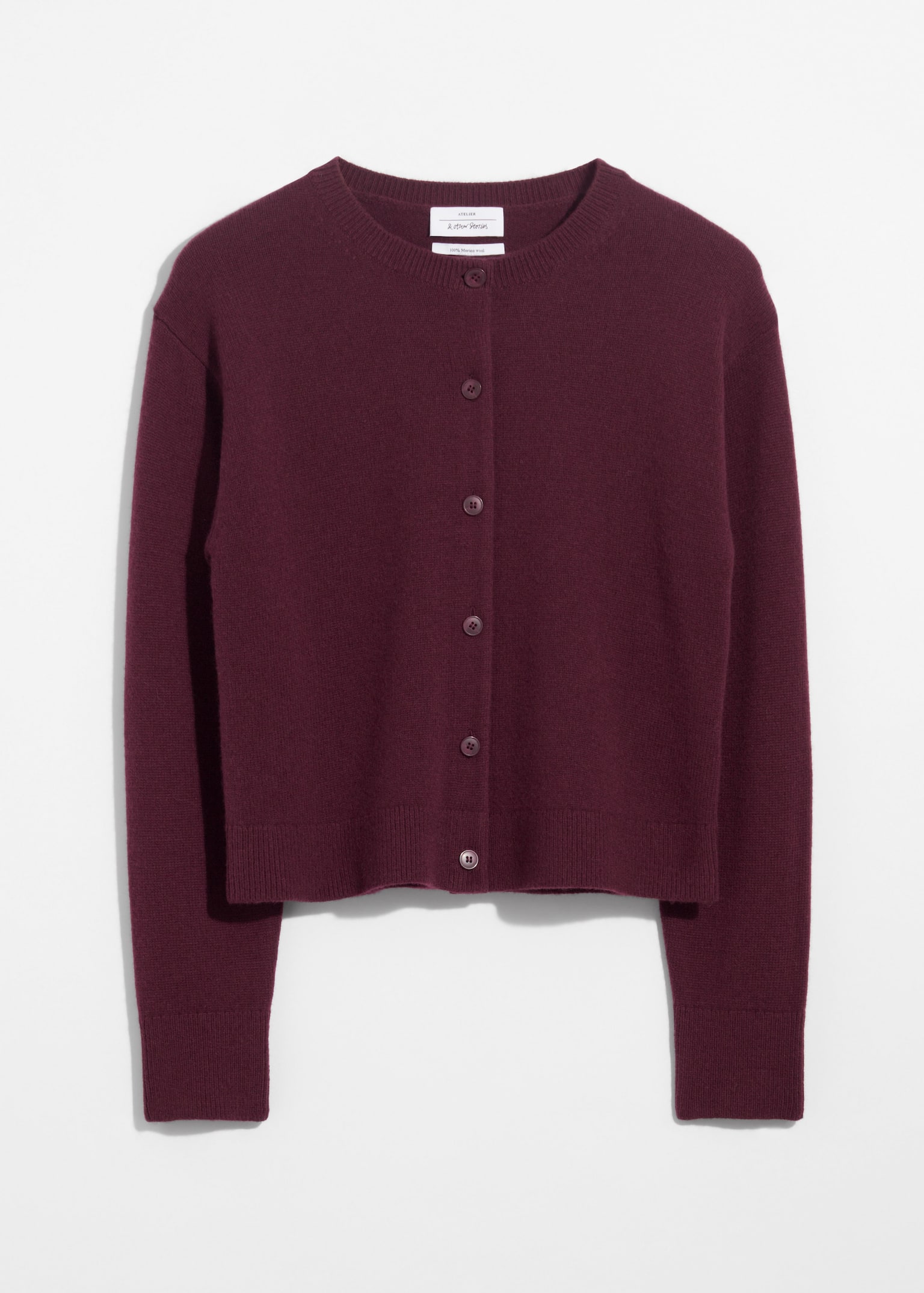 Boxy vest van merinowol - Donkerrood