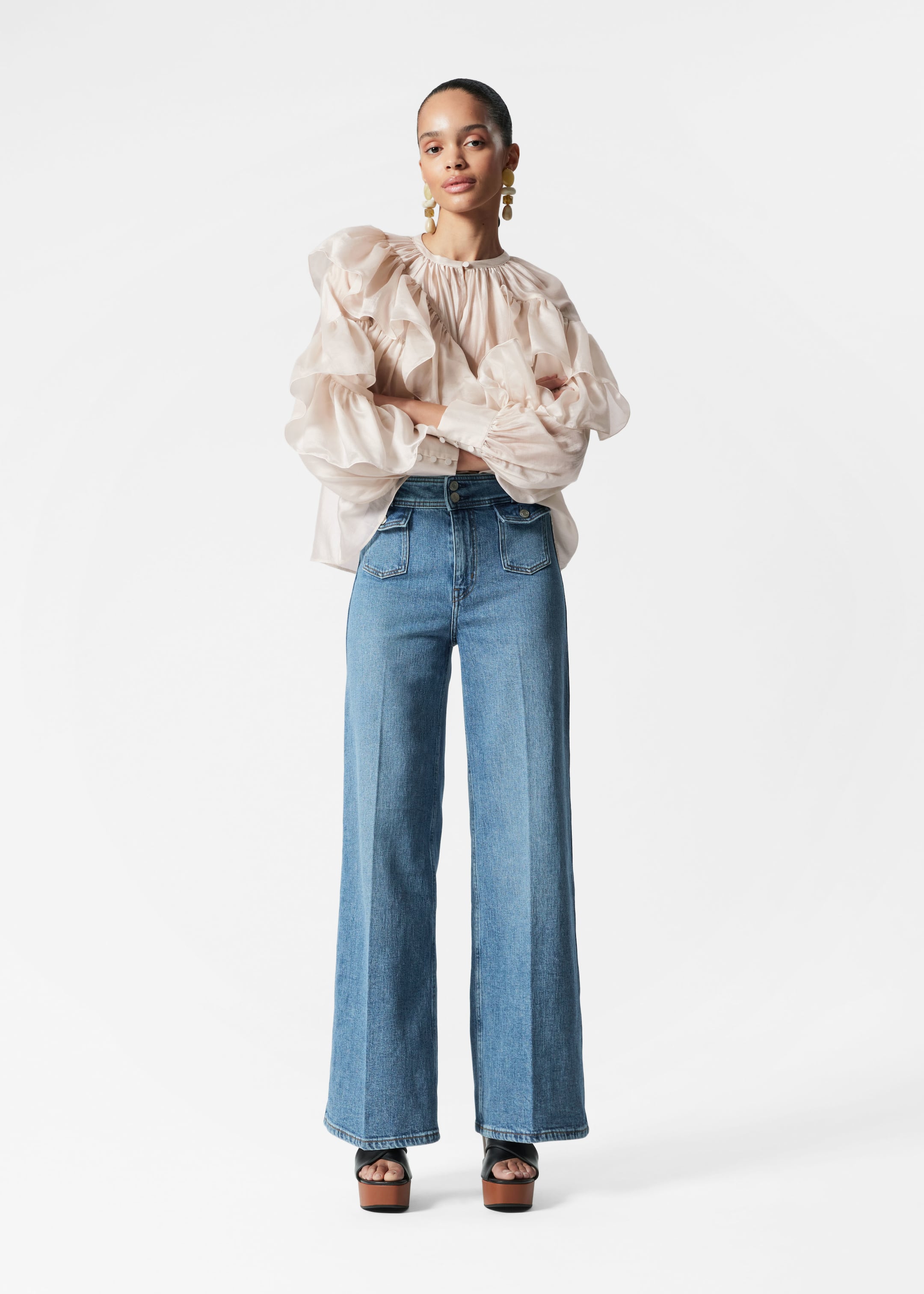 Visualizza immagine più grande: Blusa con volant asimmetrici - Crema - DONNA | H&M IT 3