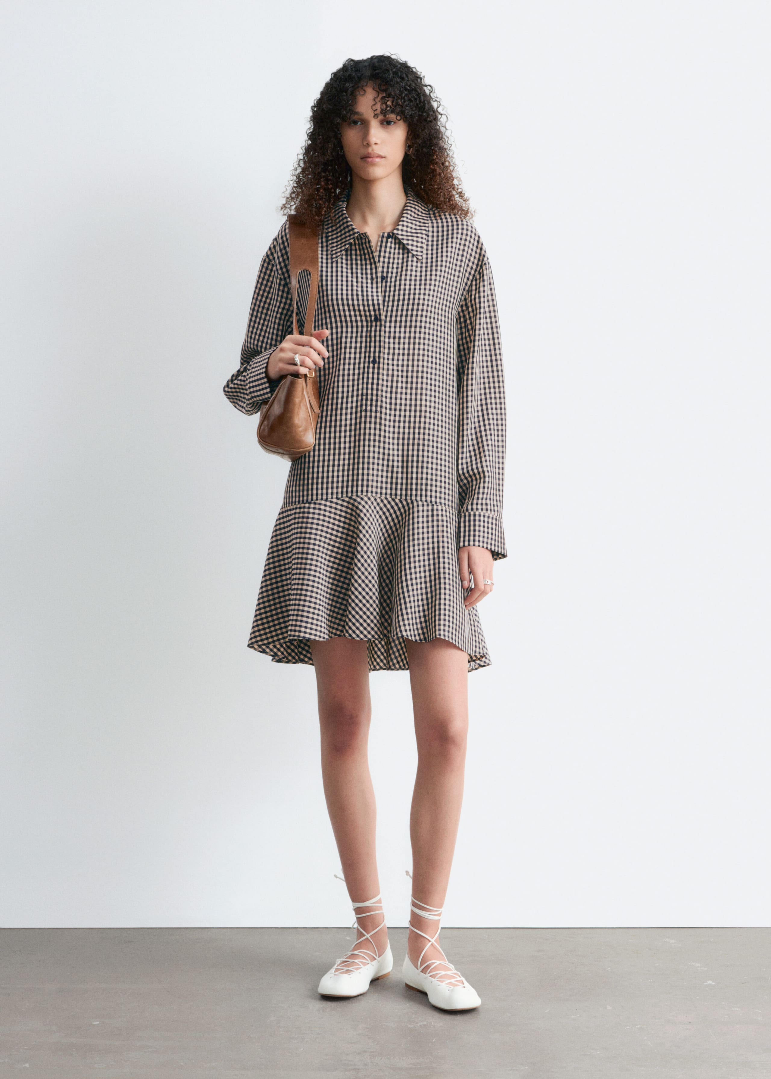 Image of Drop-Waist Cotton Shirt Dress