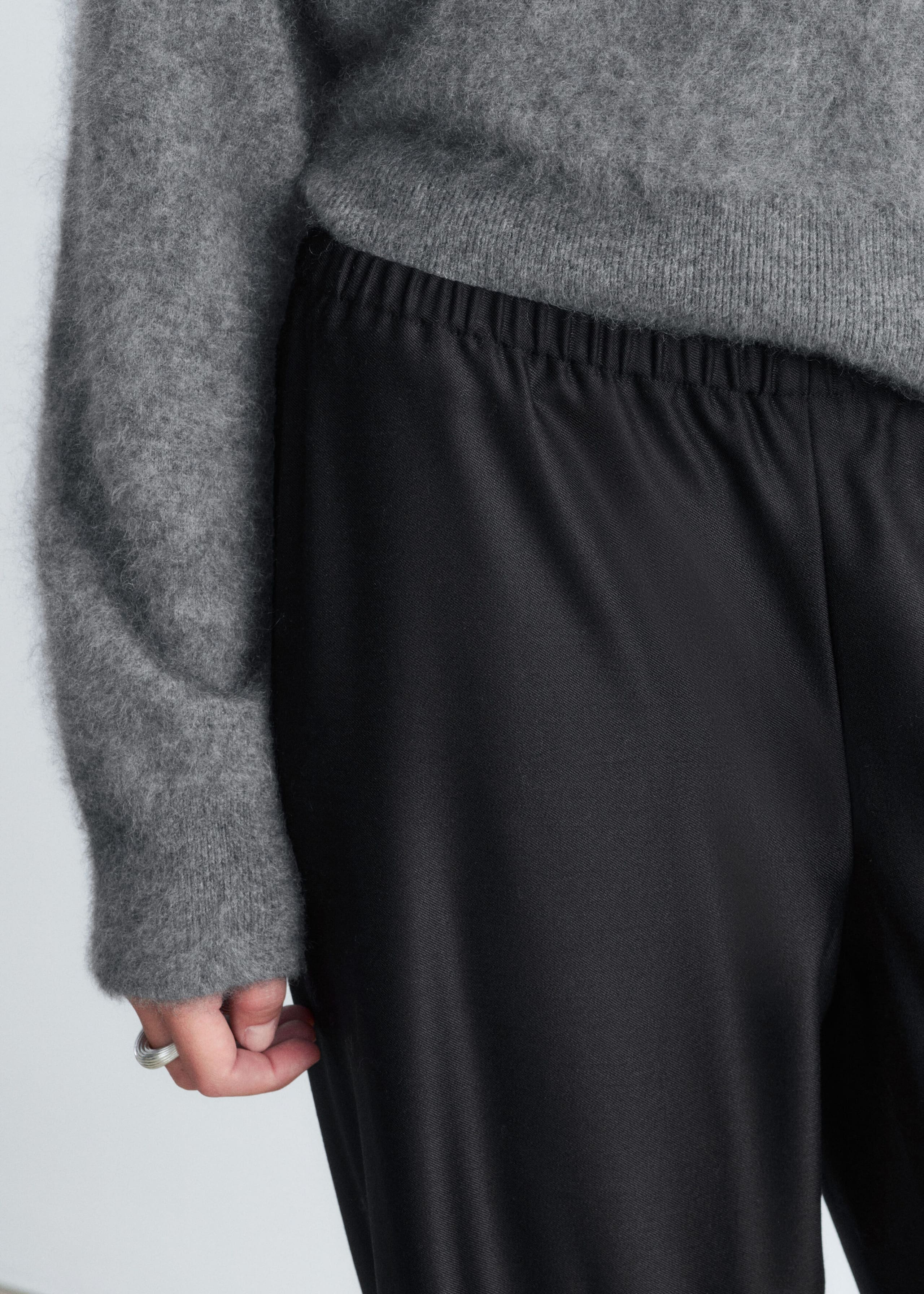 Pull-On Wool Trousers - Black - Still Life