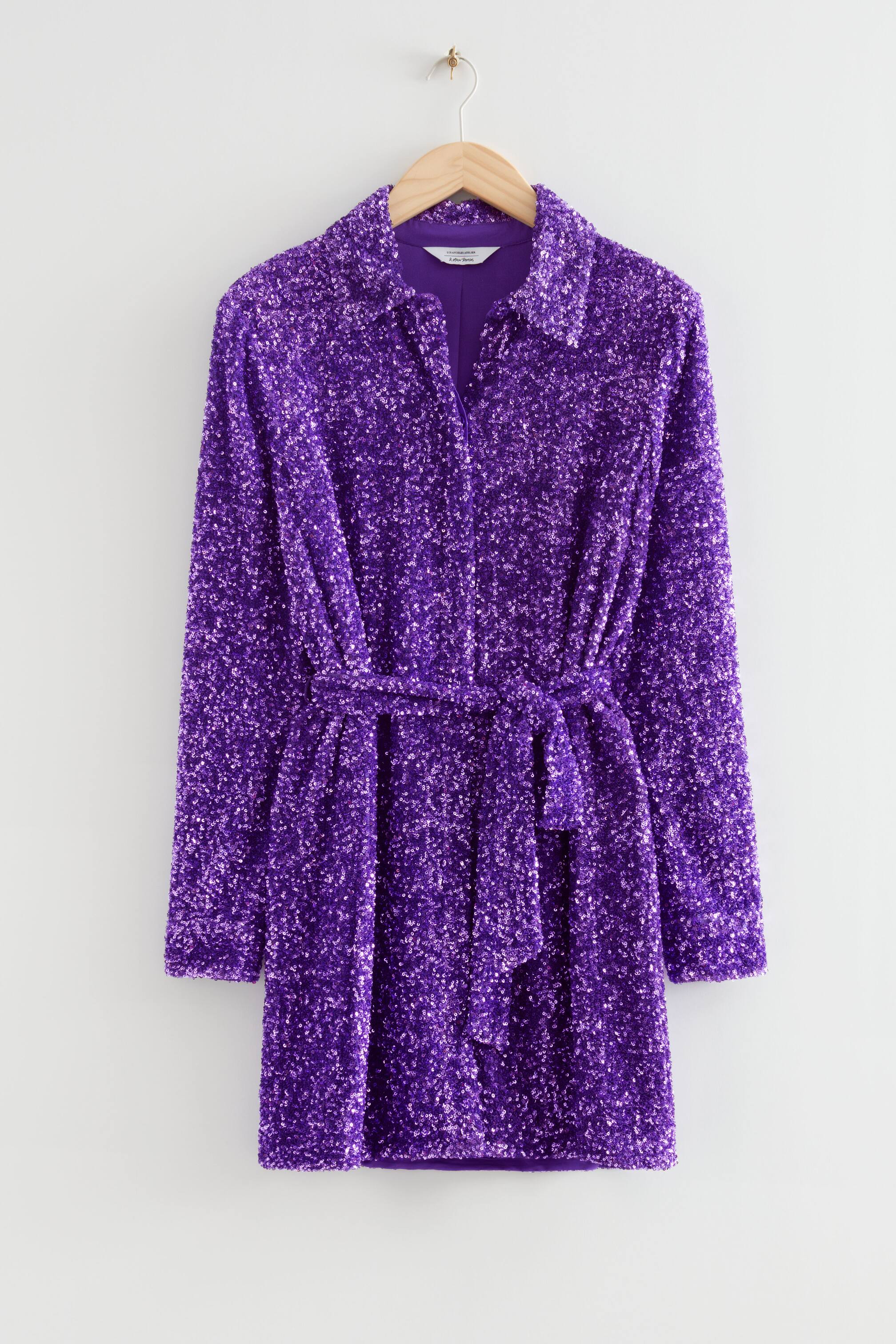 Vis større bilde: Sequin Shirt Dress - Lilla - Ladies | H&M NO 1