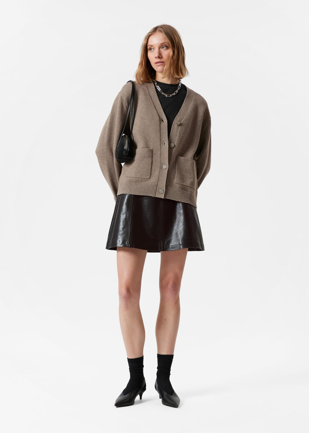 Patch-Pocket Cardigan - Beige - Lookbook