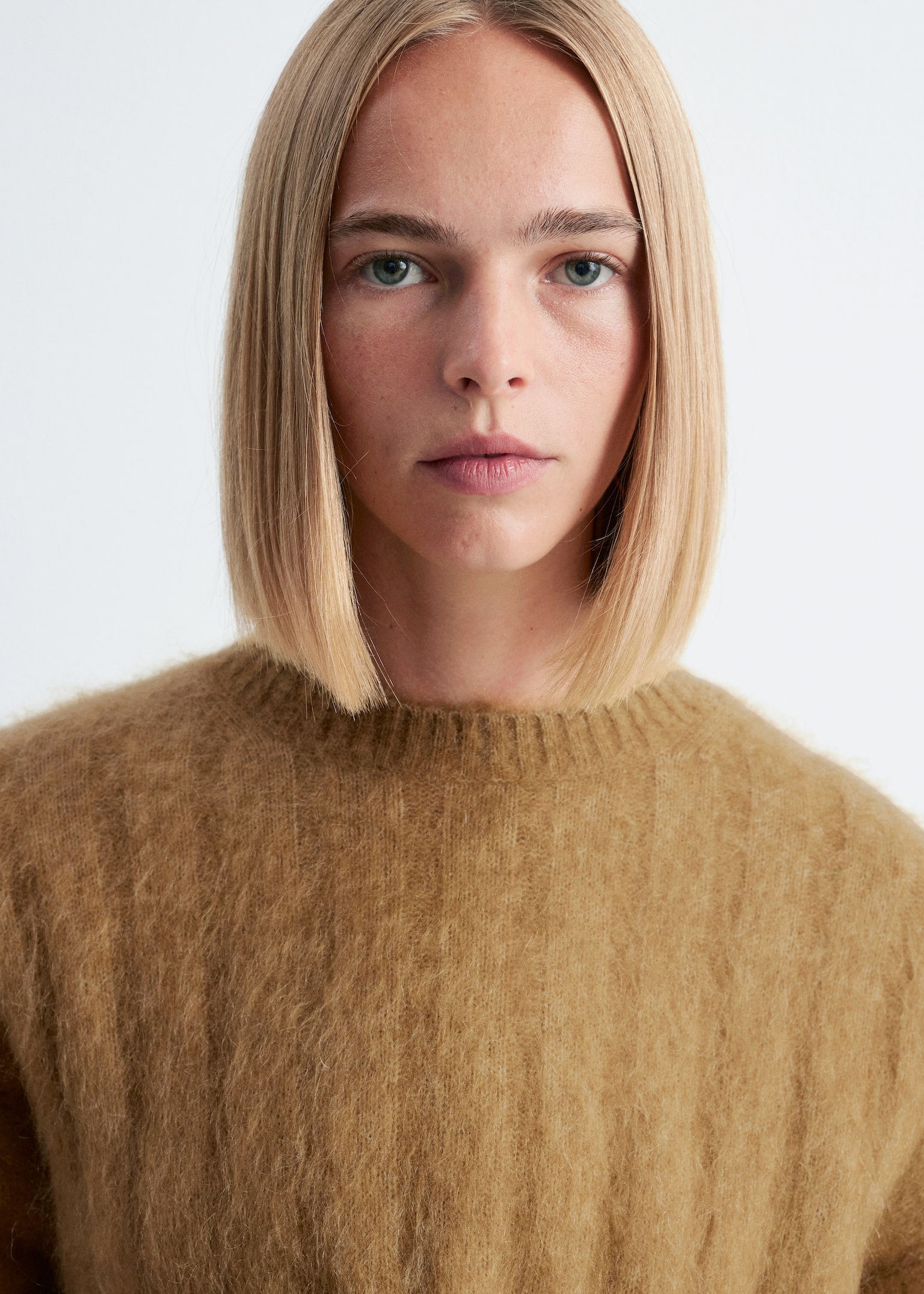 Mohair-Blend Rib-Knit Jumper - Dark Beige/Cream - 5