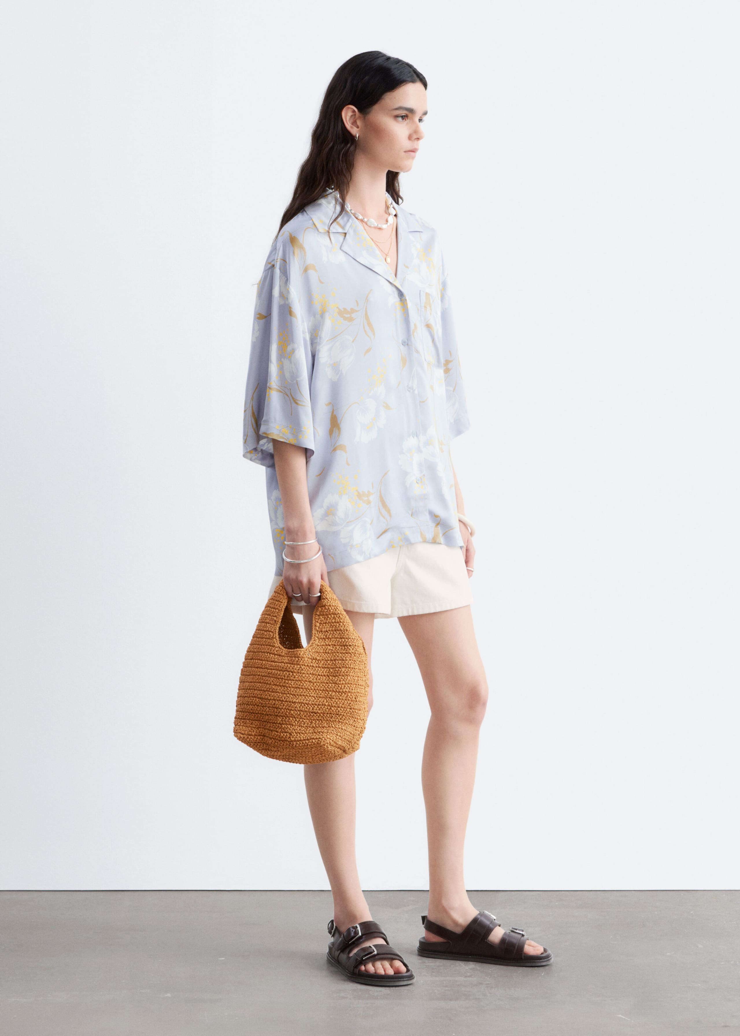 Oversized Resort Shirt - Bleu clair / Motif fleuri - Lookbook