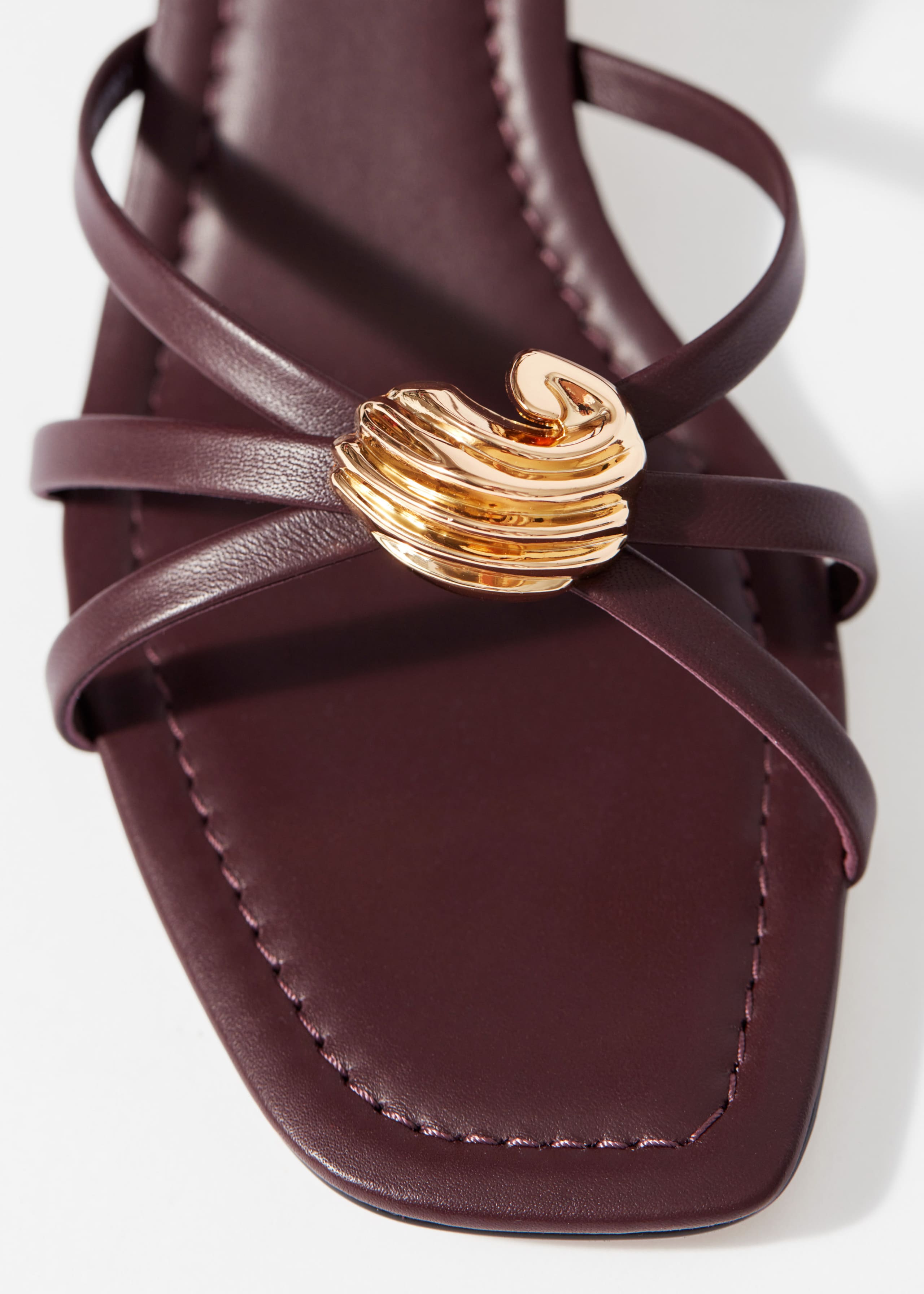 Image of Embellished Heeled Leather Sandals