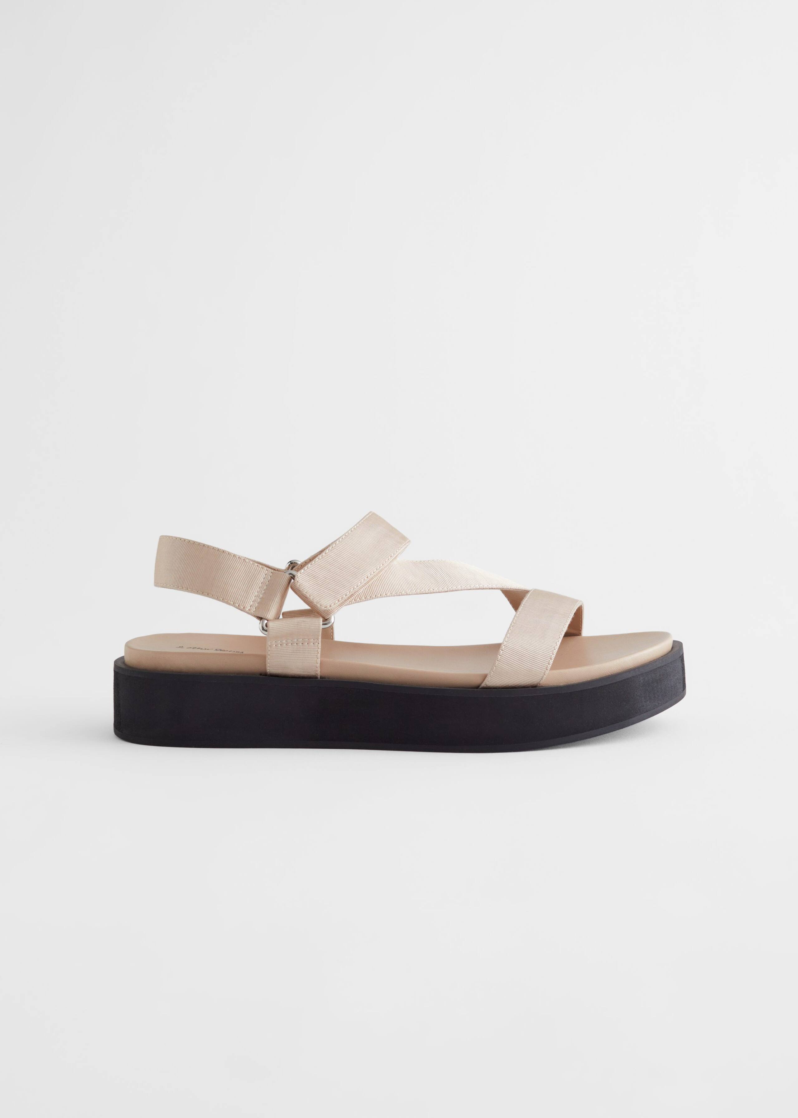 Technical Strap Platform Sandals - Beige, Black - Bodegón