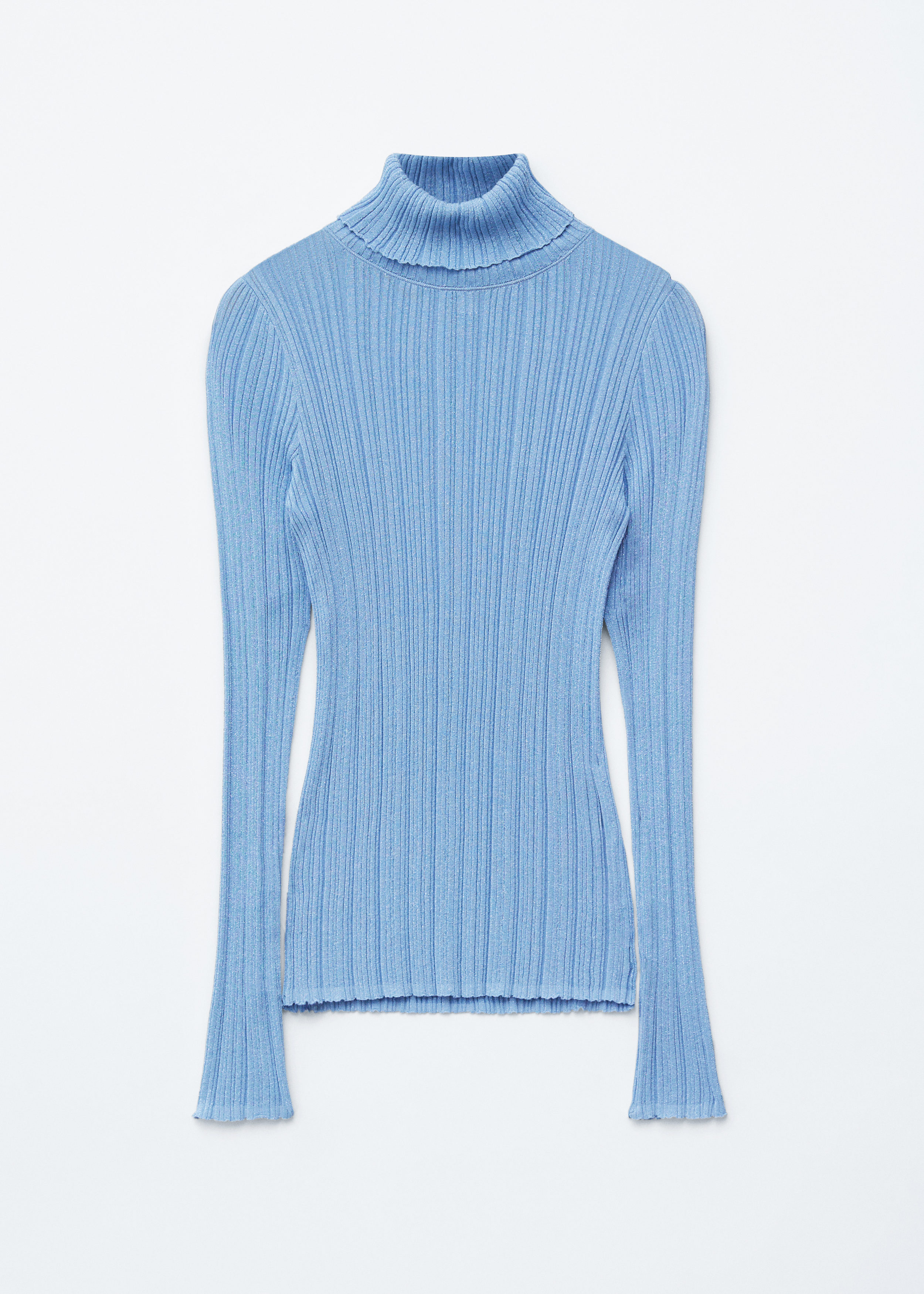 Rib-Knit Lurex Turtleneck