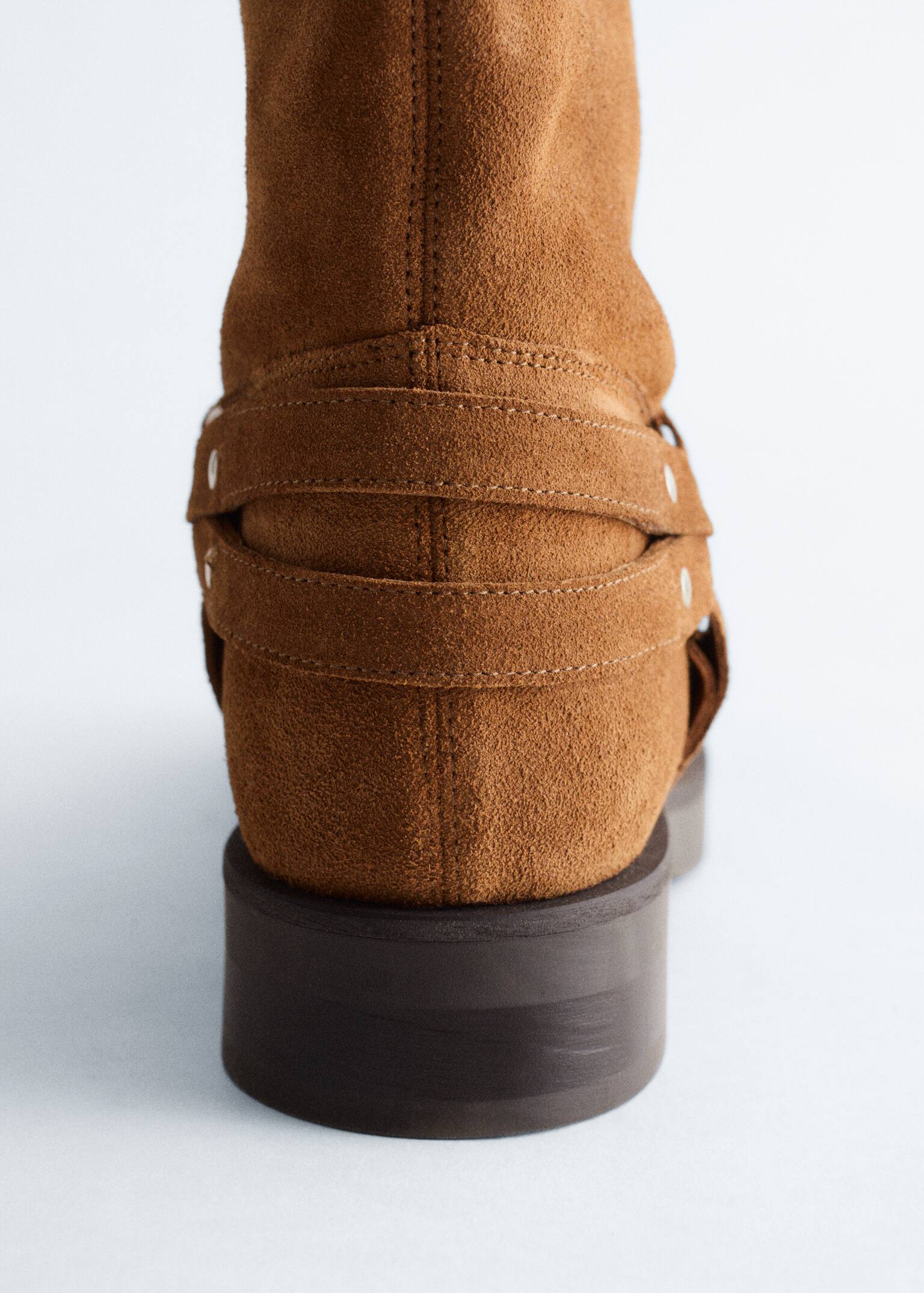 Bottes motard en daim - Marron Clair - 4