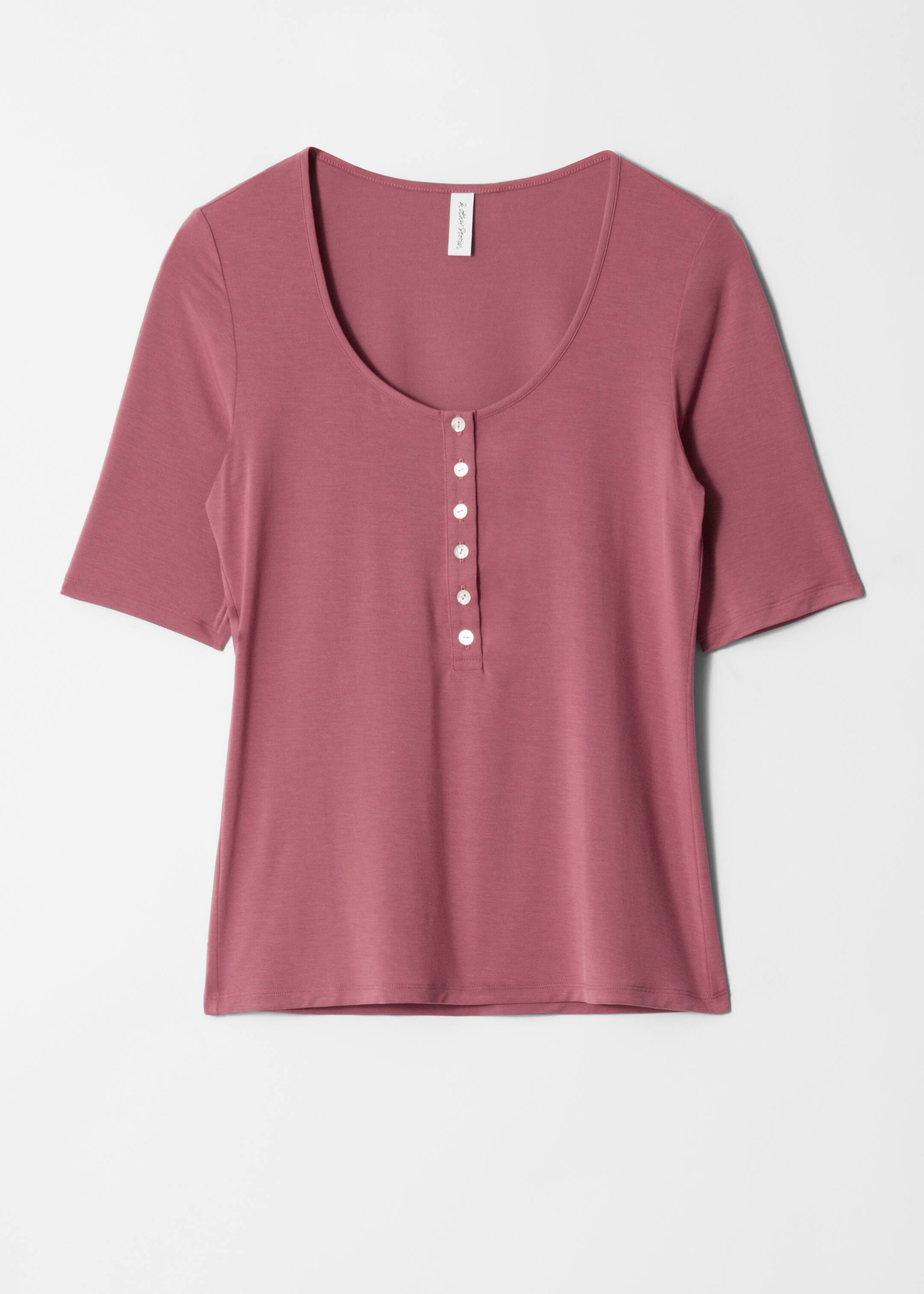 Se større billede: T-shirt med dyb halsudskæring - Støvet rød - DAME | H&M DK 5