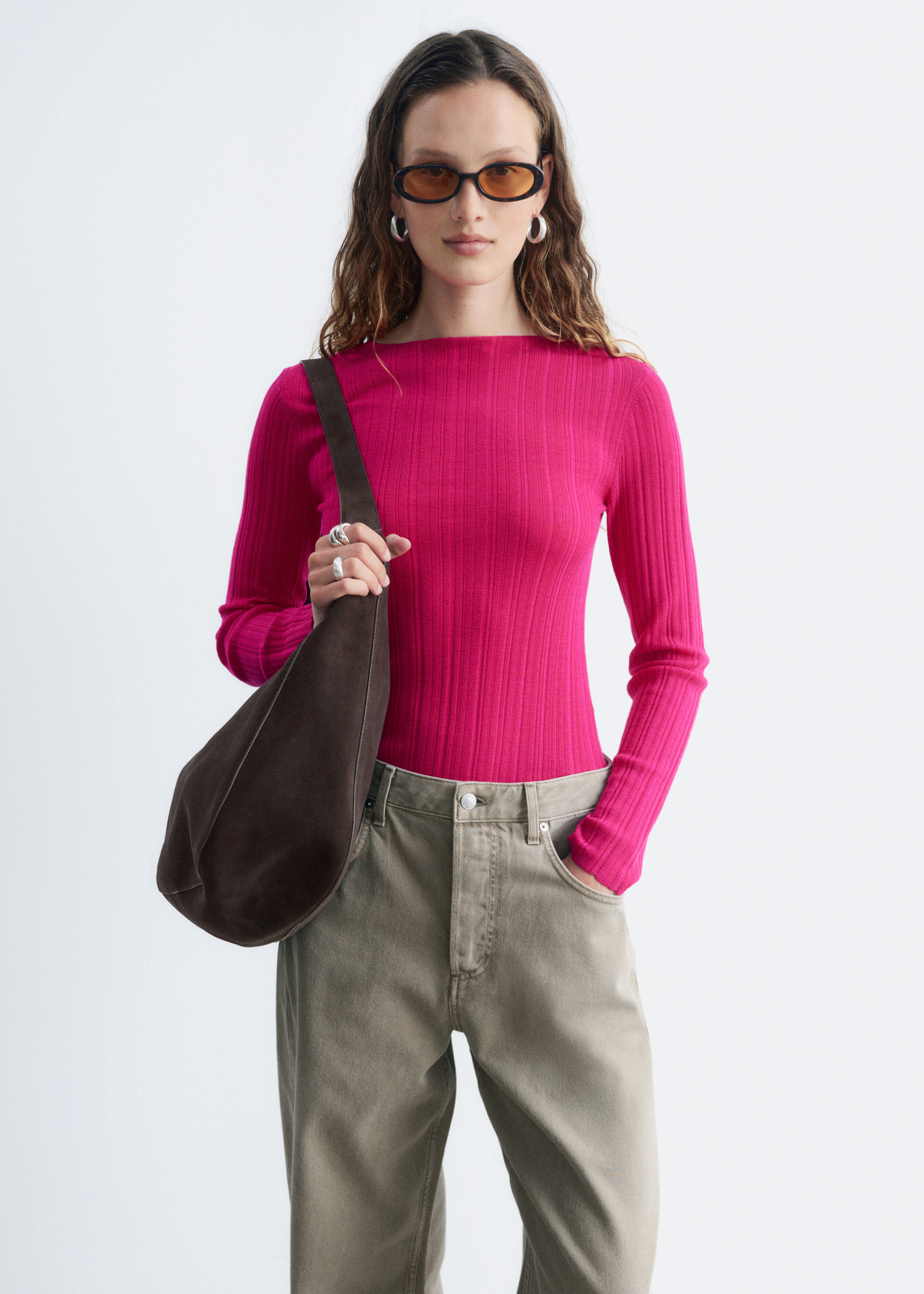 トップス FLATCORD YARN WIDE RIBKNIT BOAT NECK P/O トップス