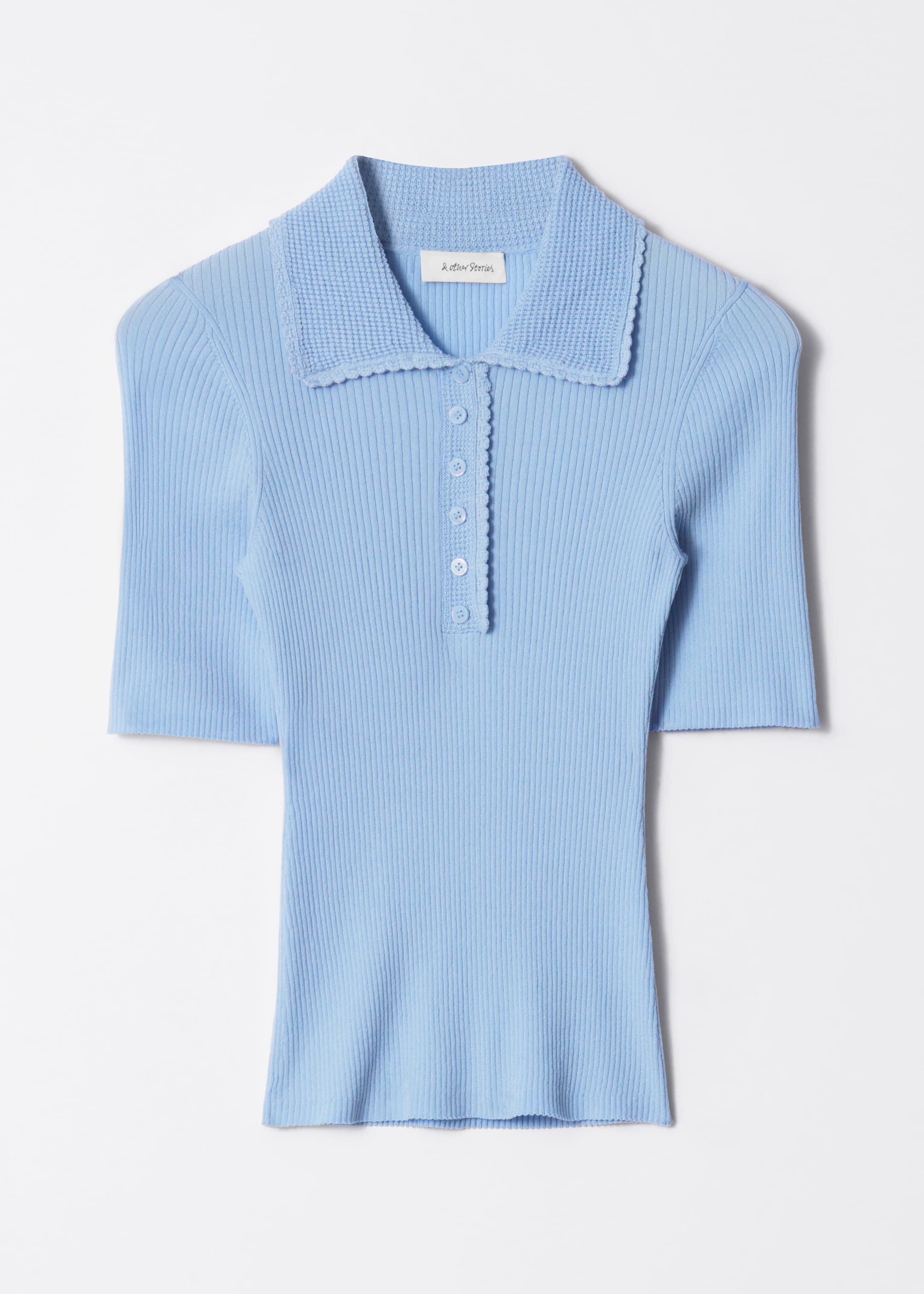 Zobrazit větší obrázek: Žebrovaný top s vlnitým lemem - Světle modrý - ŽENY | H&M CZ 1