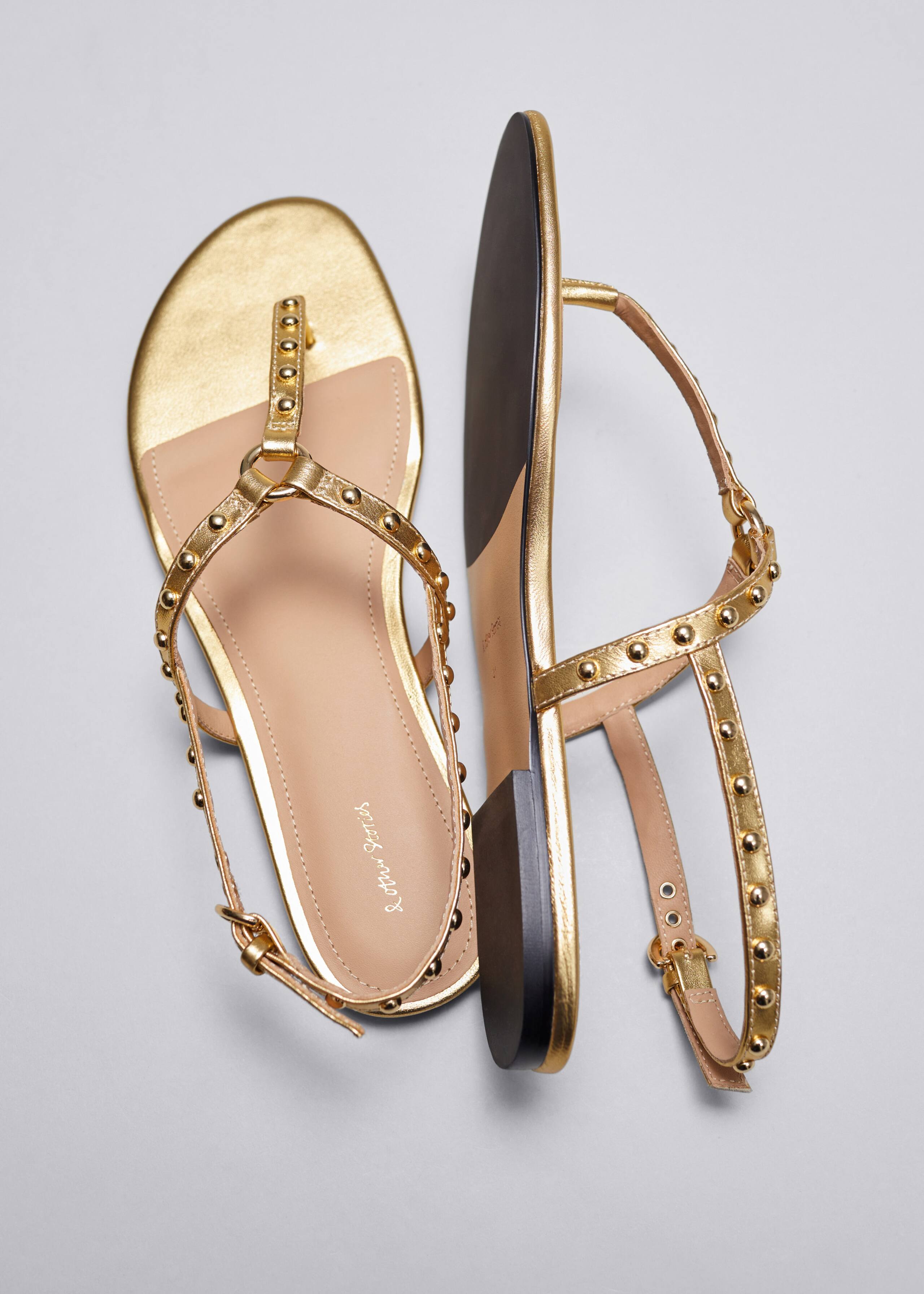 T-bar Leather Sandals - Black - Still Life