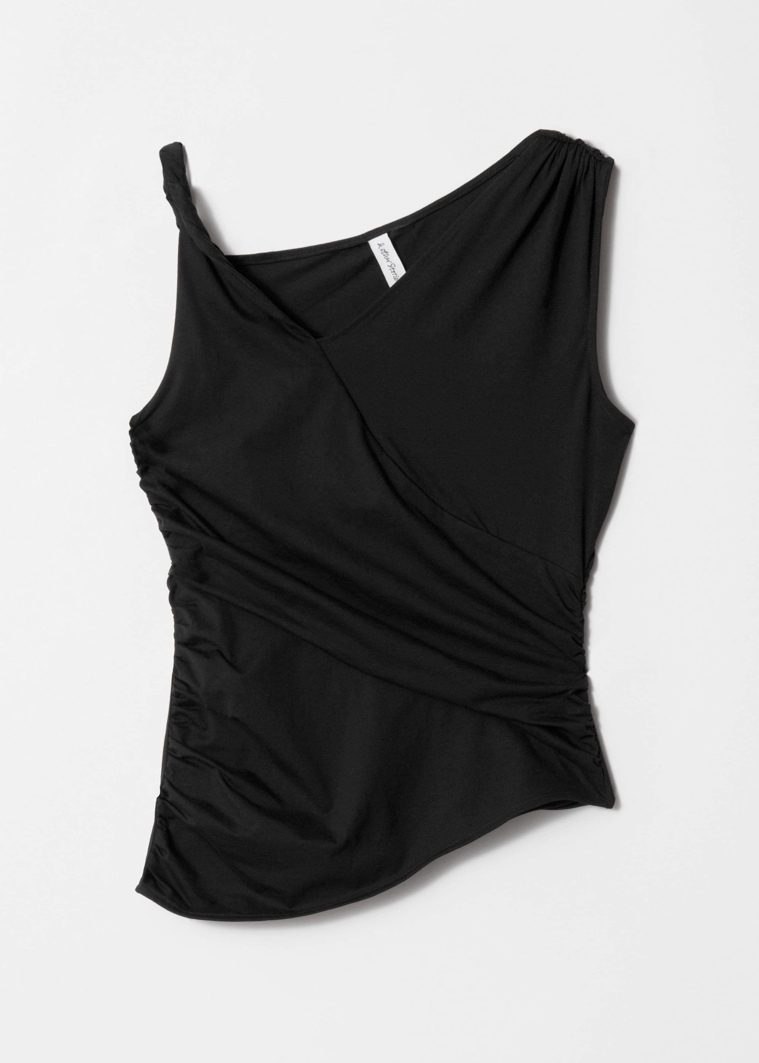 Draped Asymmetric Tank Top - Black - Still Life