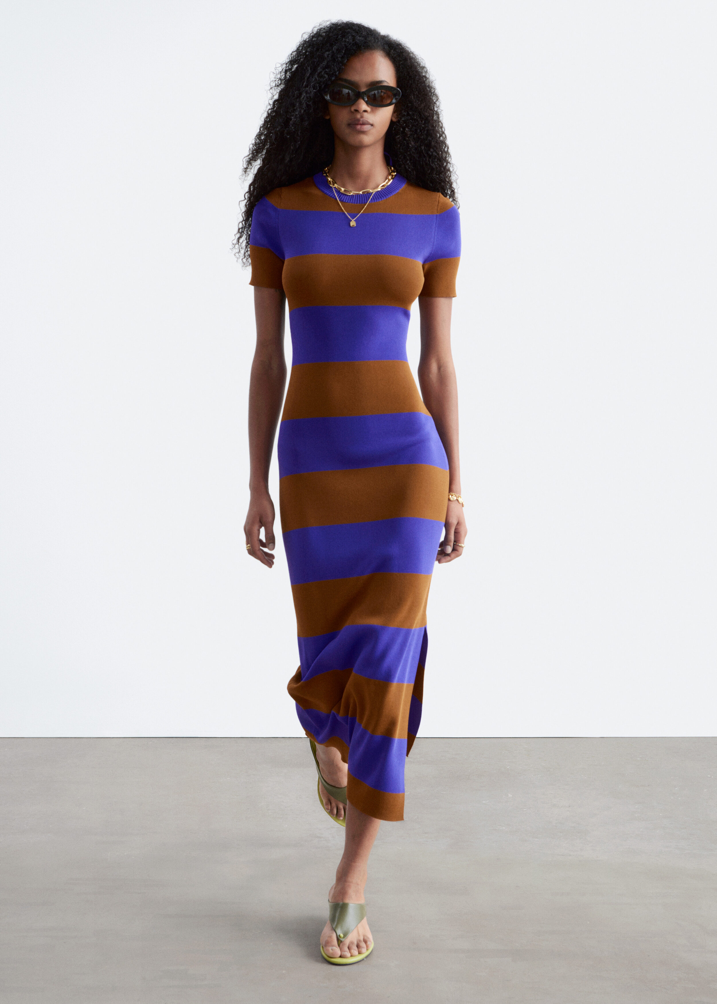 Rib-Knitted Maxi Dress - Purple/Brown - & Other Stories US