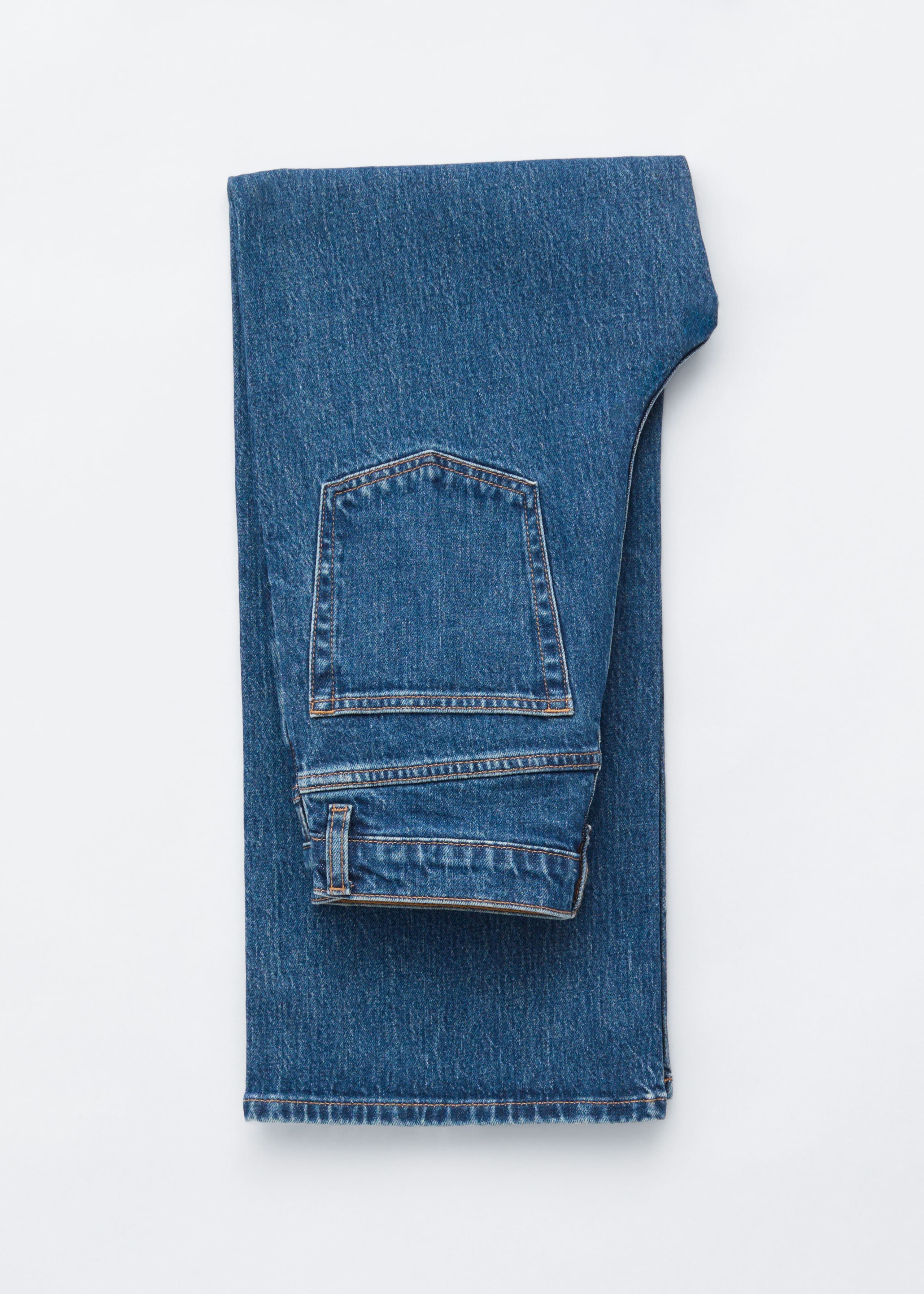 Croppade jeans med vida ben – Mellanblå – stilleben