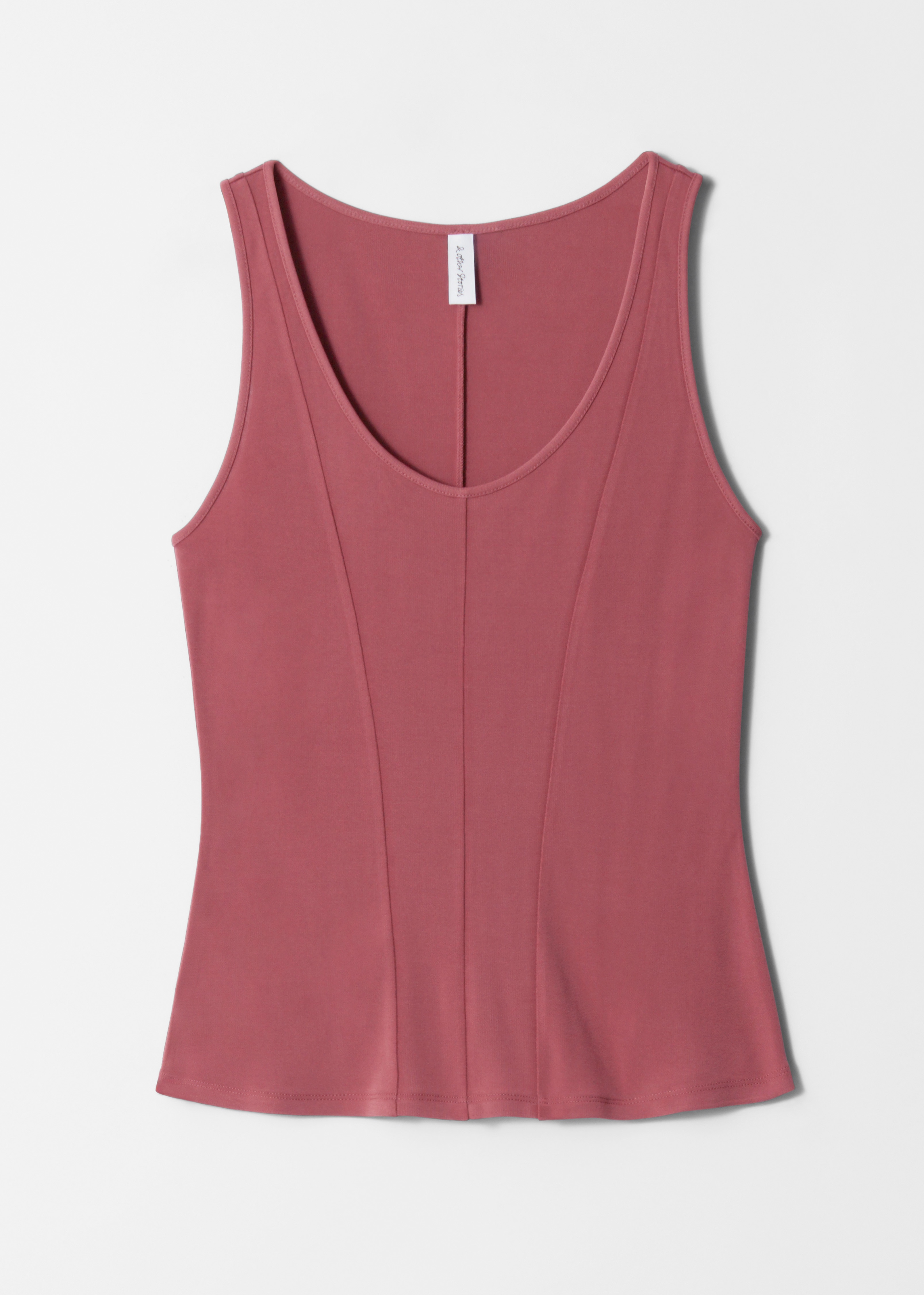 Camiseta de tirantes con pespuntes - Rojo empolvado