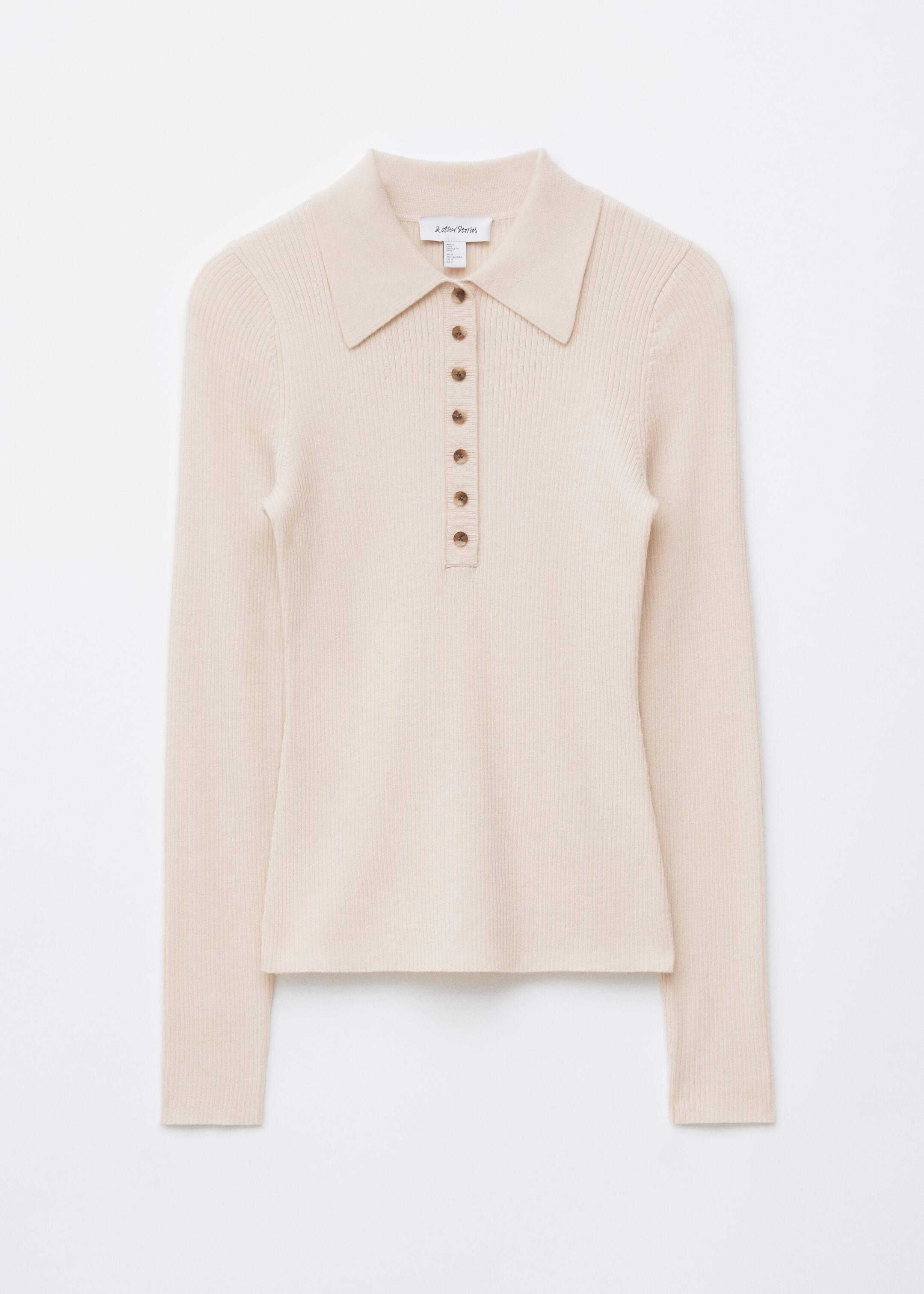 Agrandir l'image: Polo en laine mérinos à manches longues - Blanc crème - FEMME | H&M FR 6