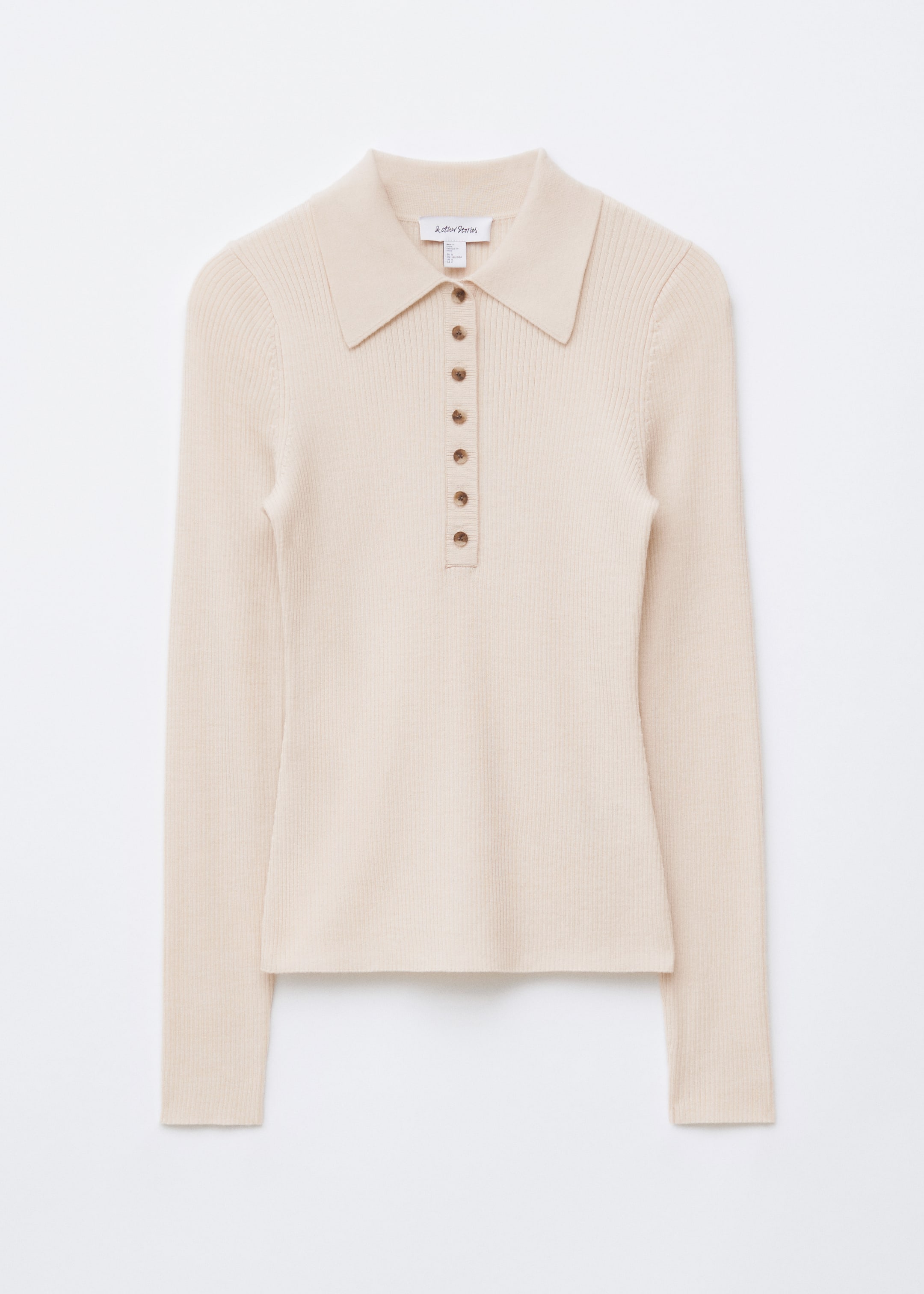 Visualizza immagine più grande: Maglia stile polo in lana merino a maniche lunghe - Bianco crema - DONNA | H&M IT 6