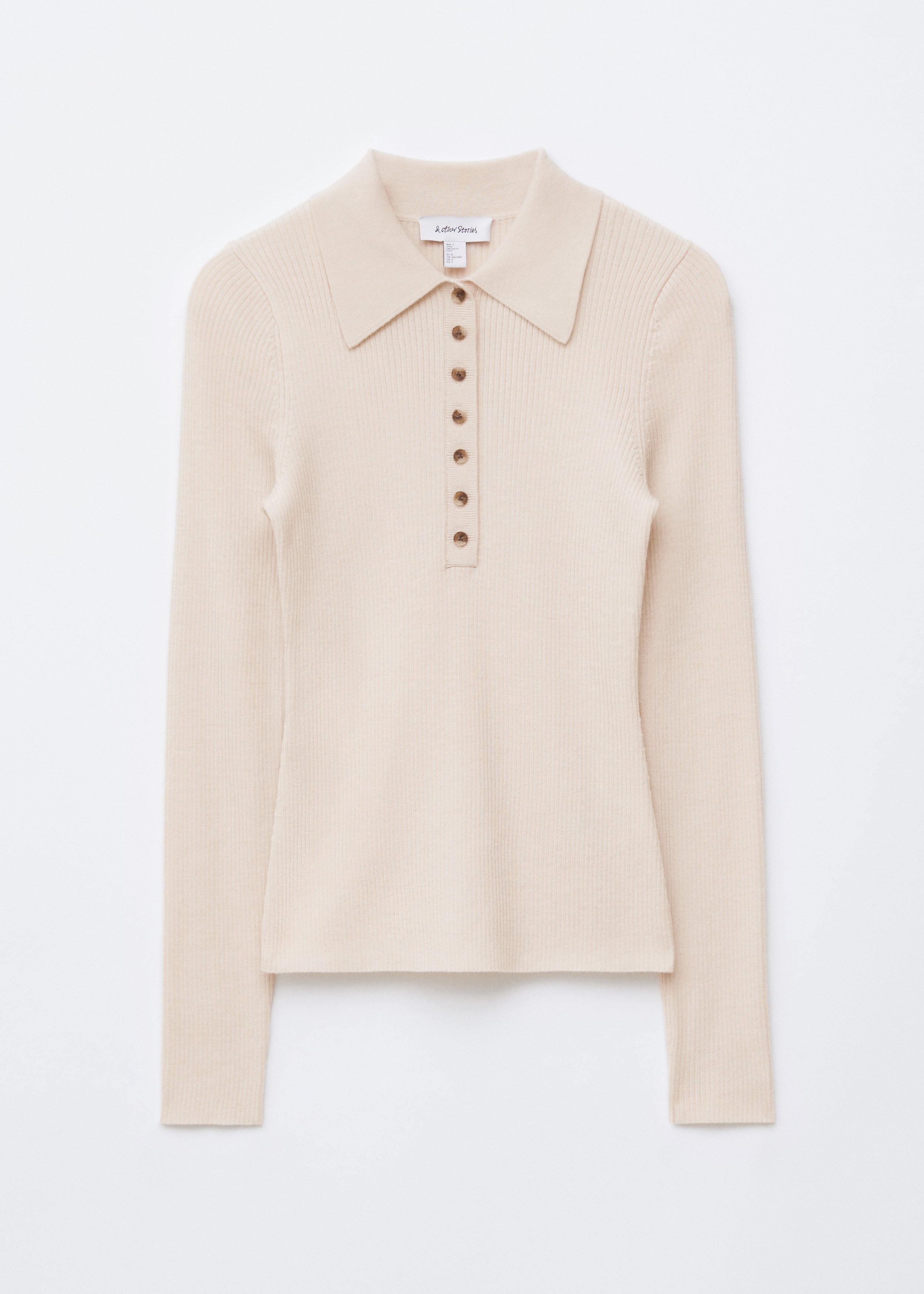 Long-Sleeve Merino Wool Polo Top