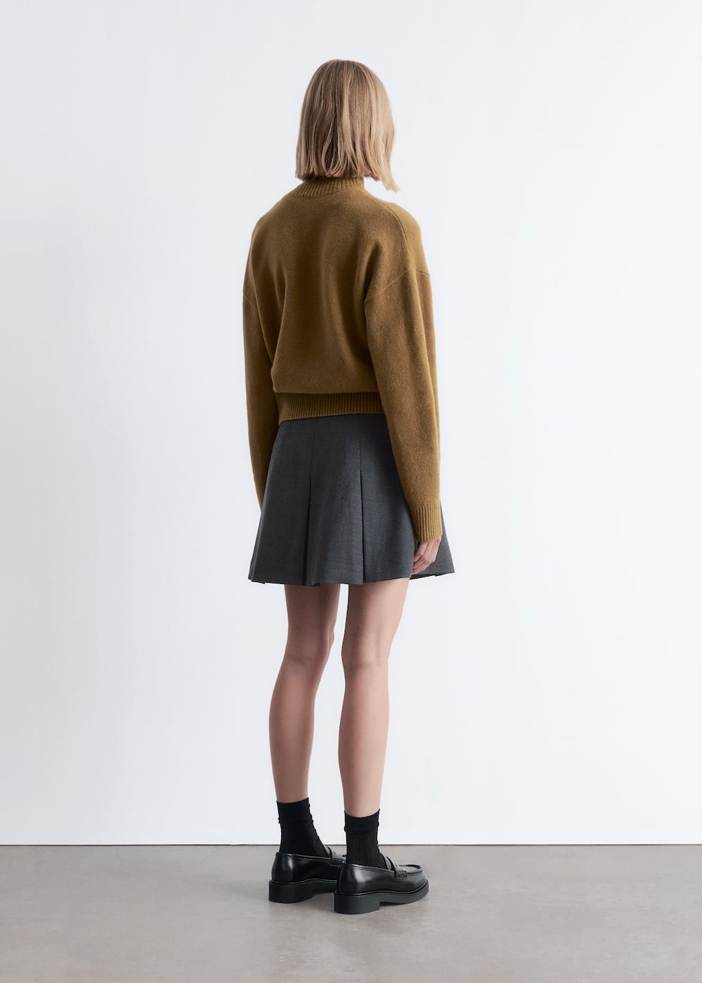 Image of Pleated Wool Mini Skirt