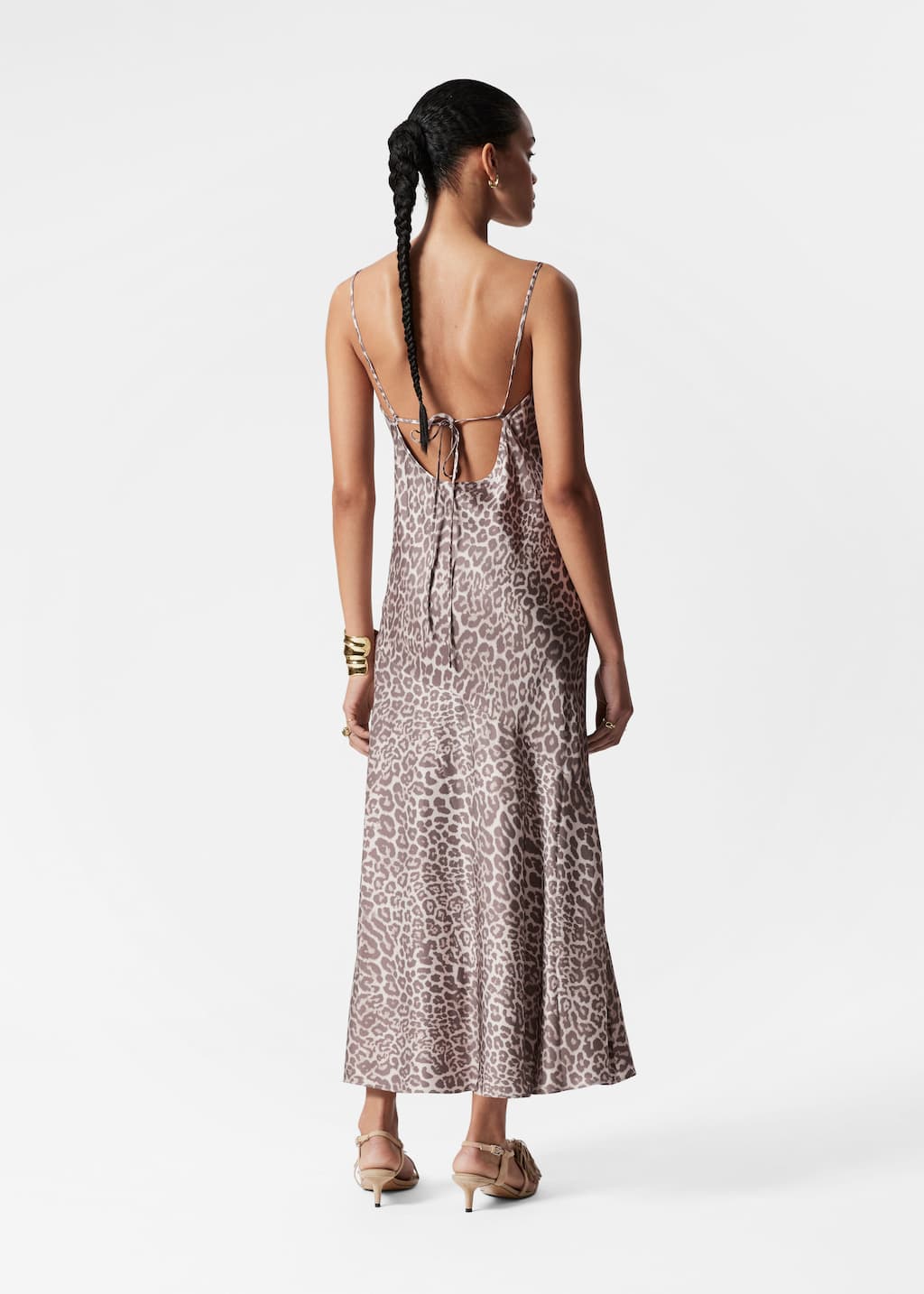 Robe combinaison midi en satin - Imprimé léopard - Lookbook