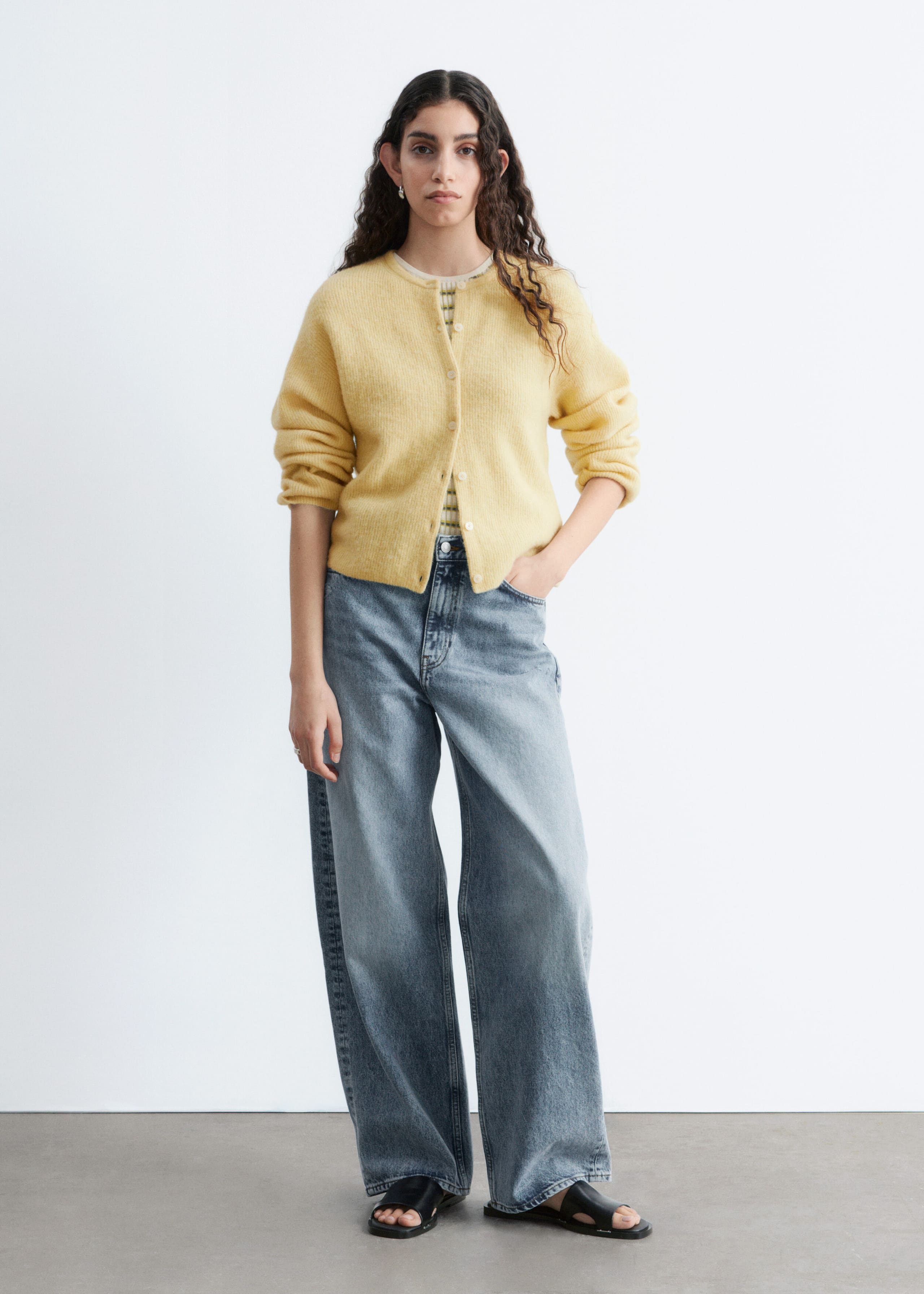 Image of Cárdigan de punto en mezcla de lana de alpaca