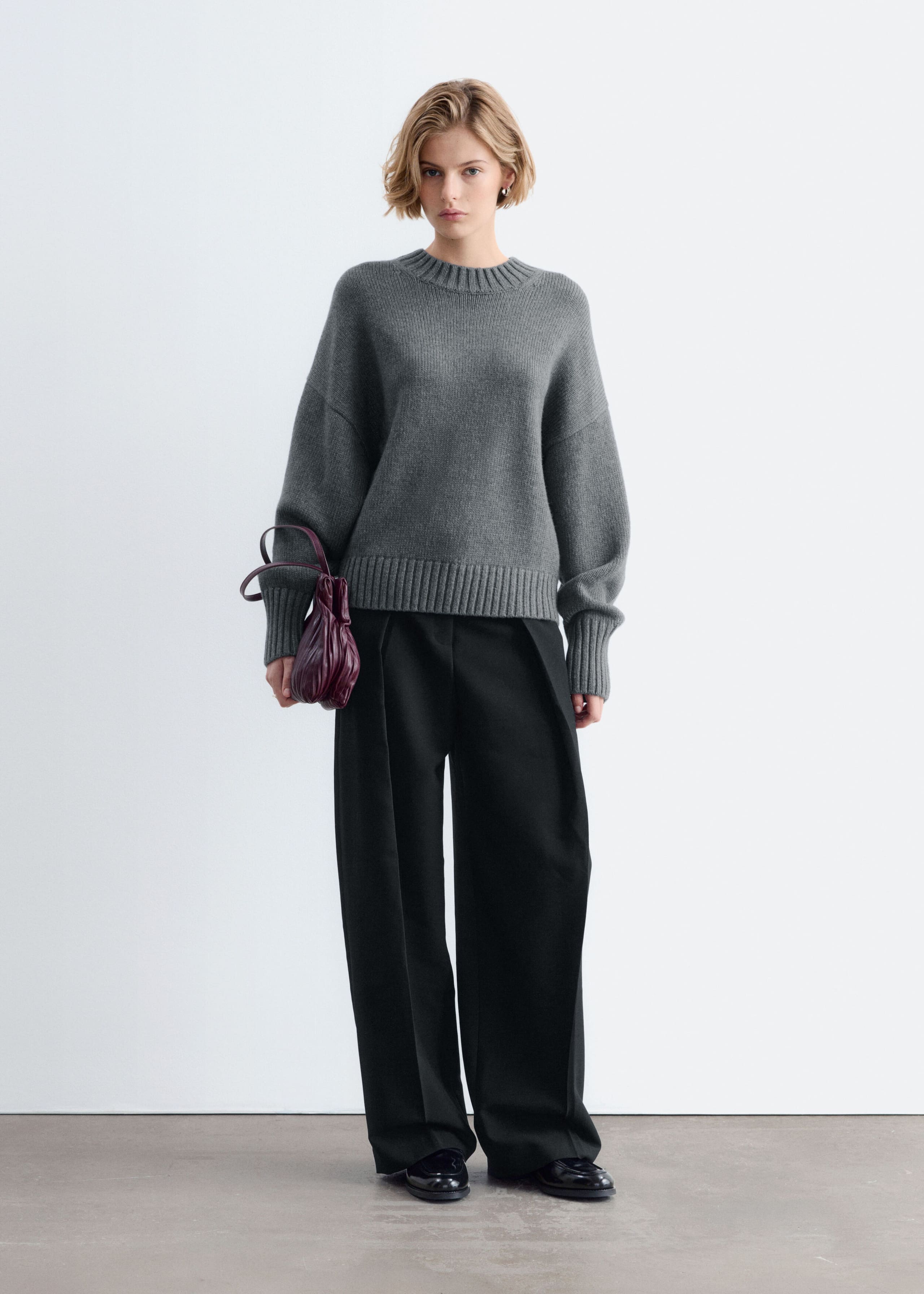 Woll-Kaschmirpullover mit Oversized-Passform - Grau - Lookbook