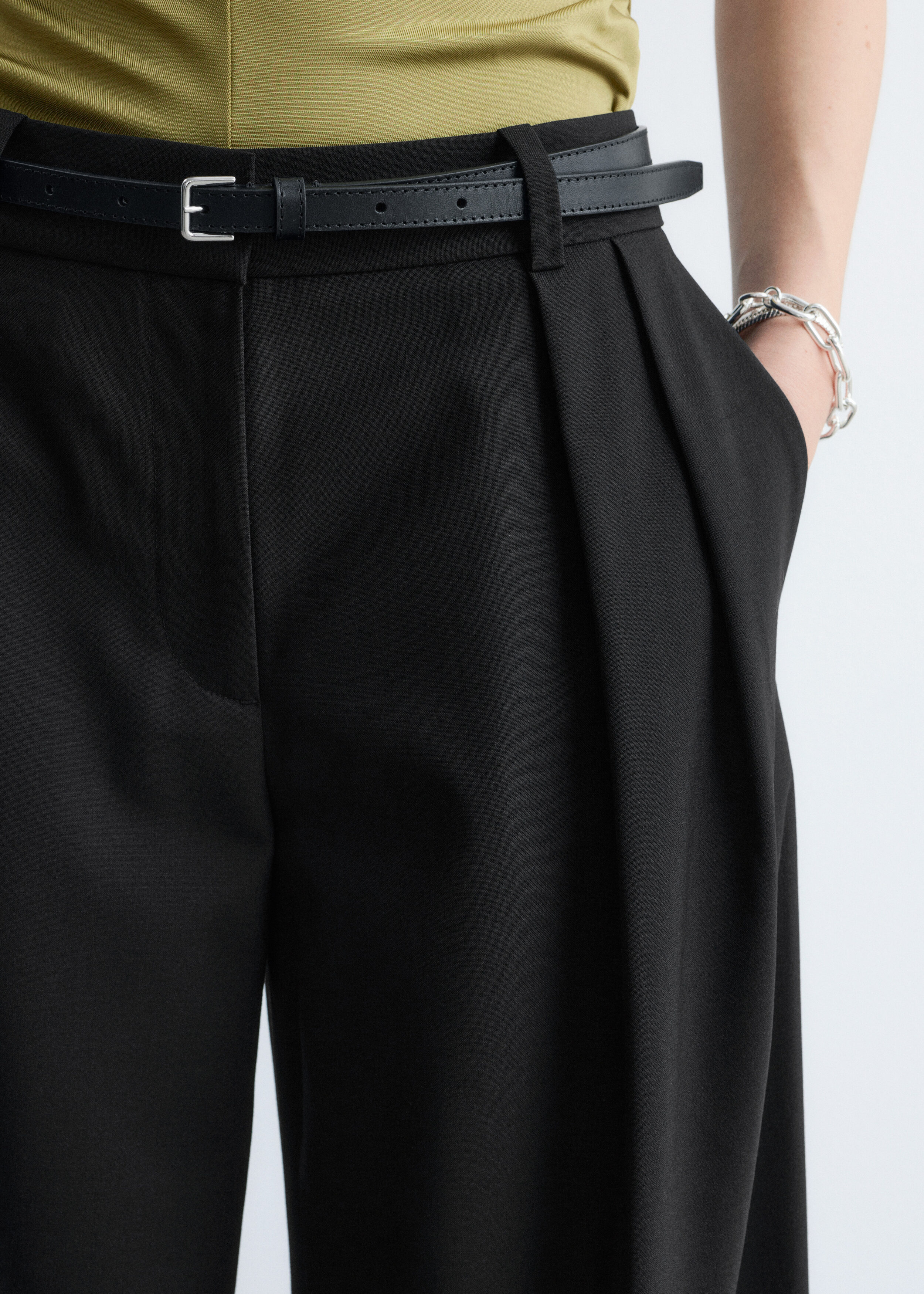 Wool-Blend Tailored Trousers - Black - & Other Stories US