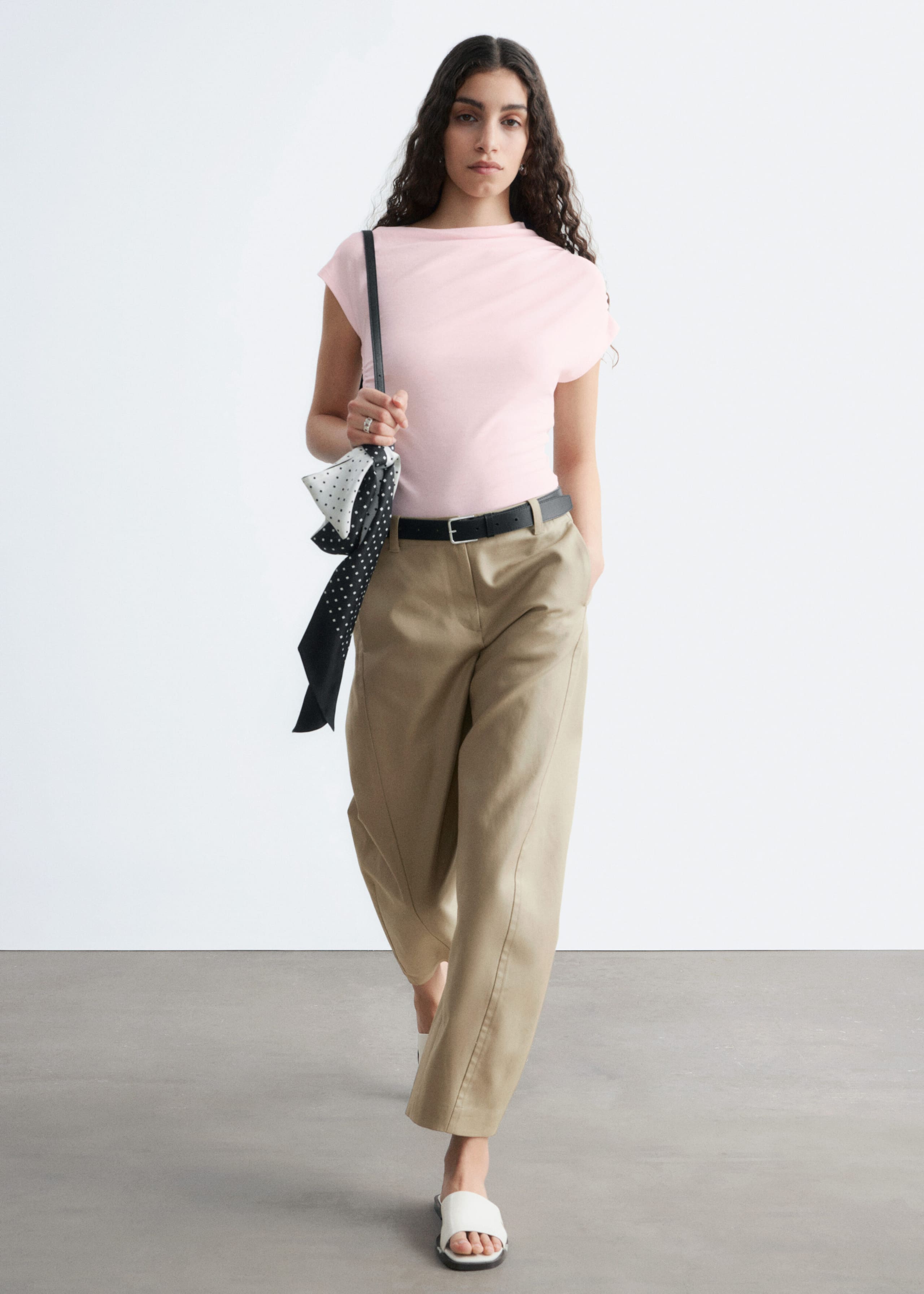 Image of Pantaloni barrel in twill di cotone